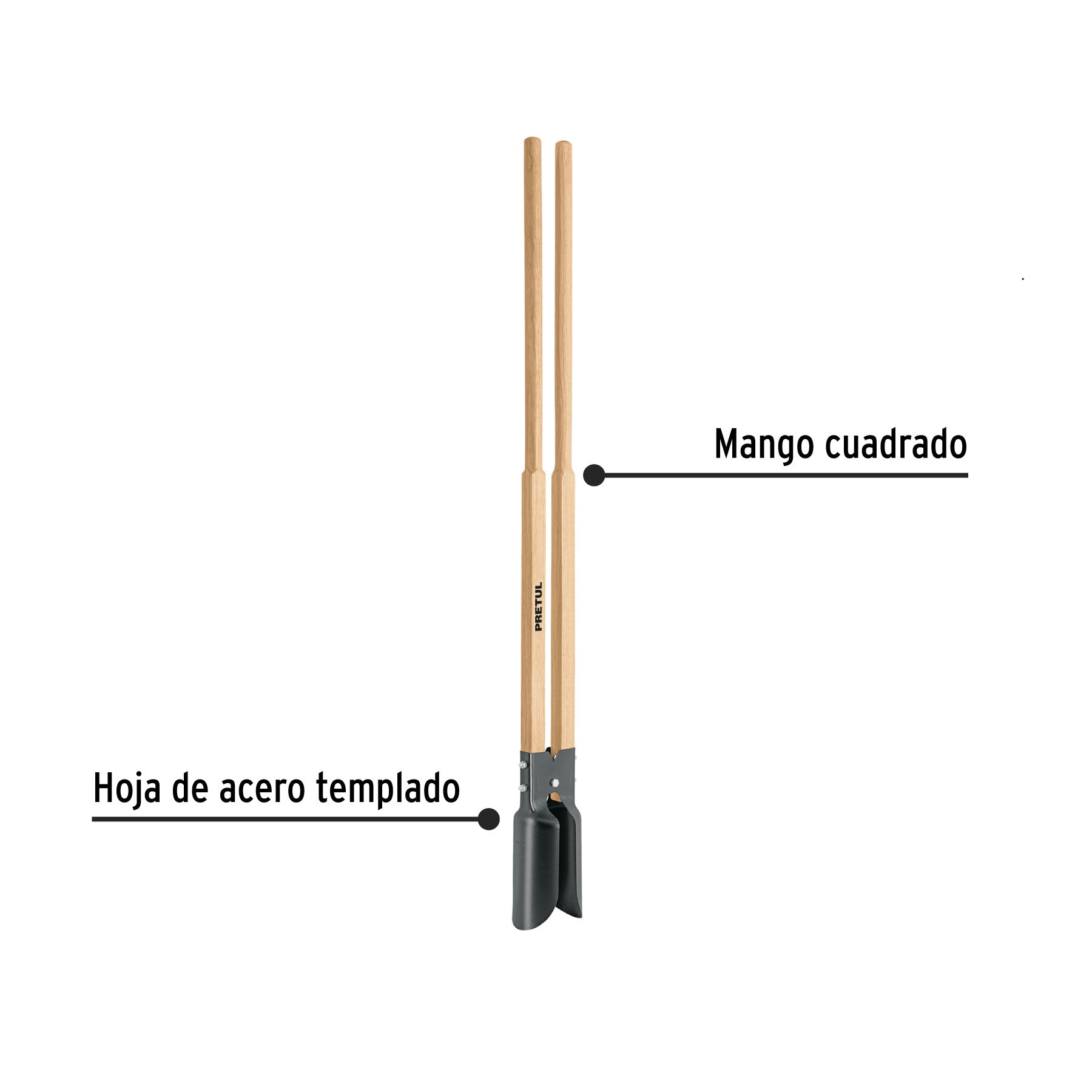 Cavador mangos de madera 48", PRETUL