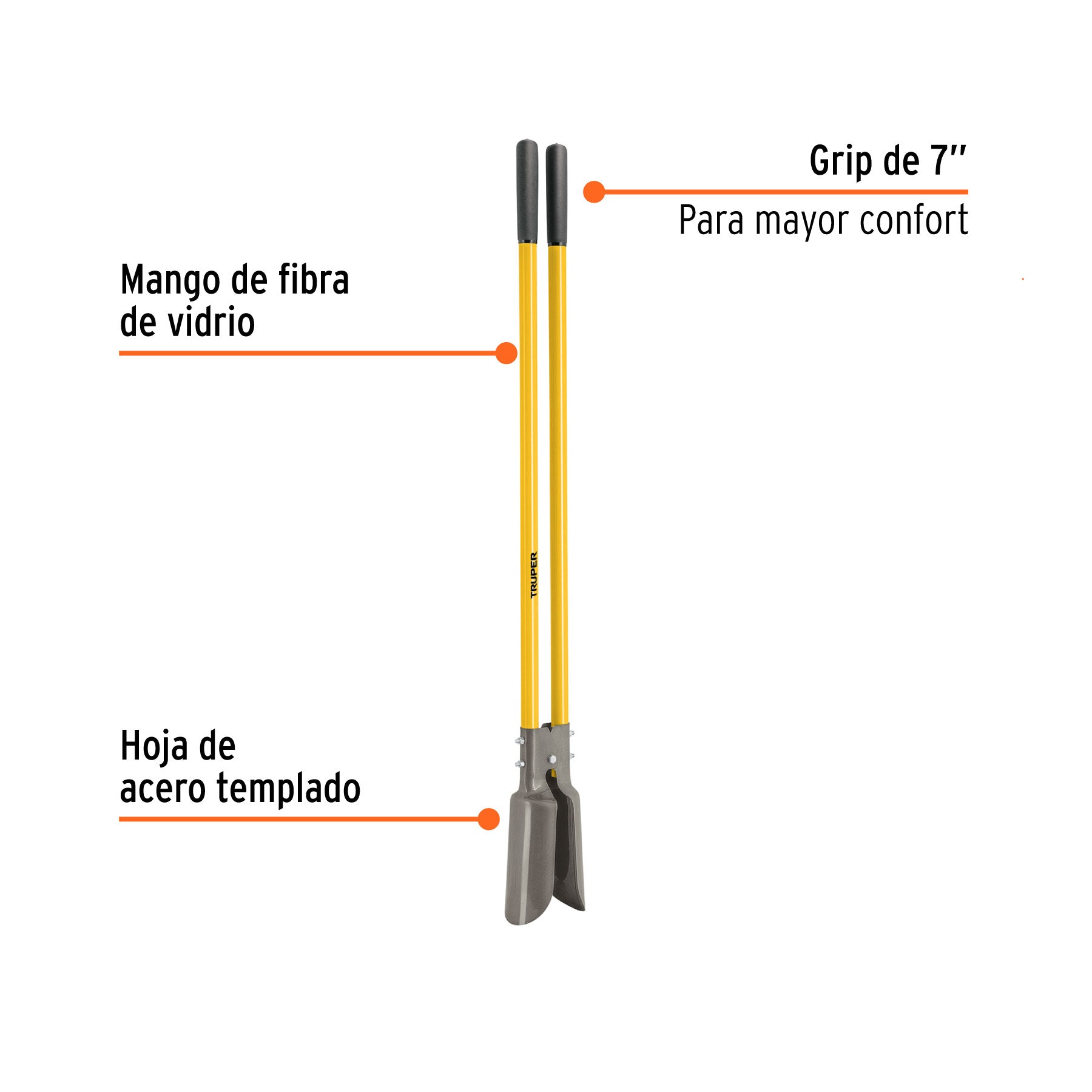 Cavador mangos de fibra de vidrio 45", TRUPER