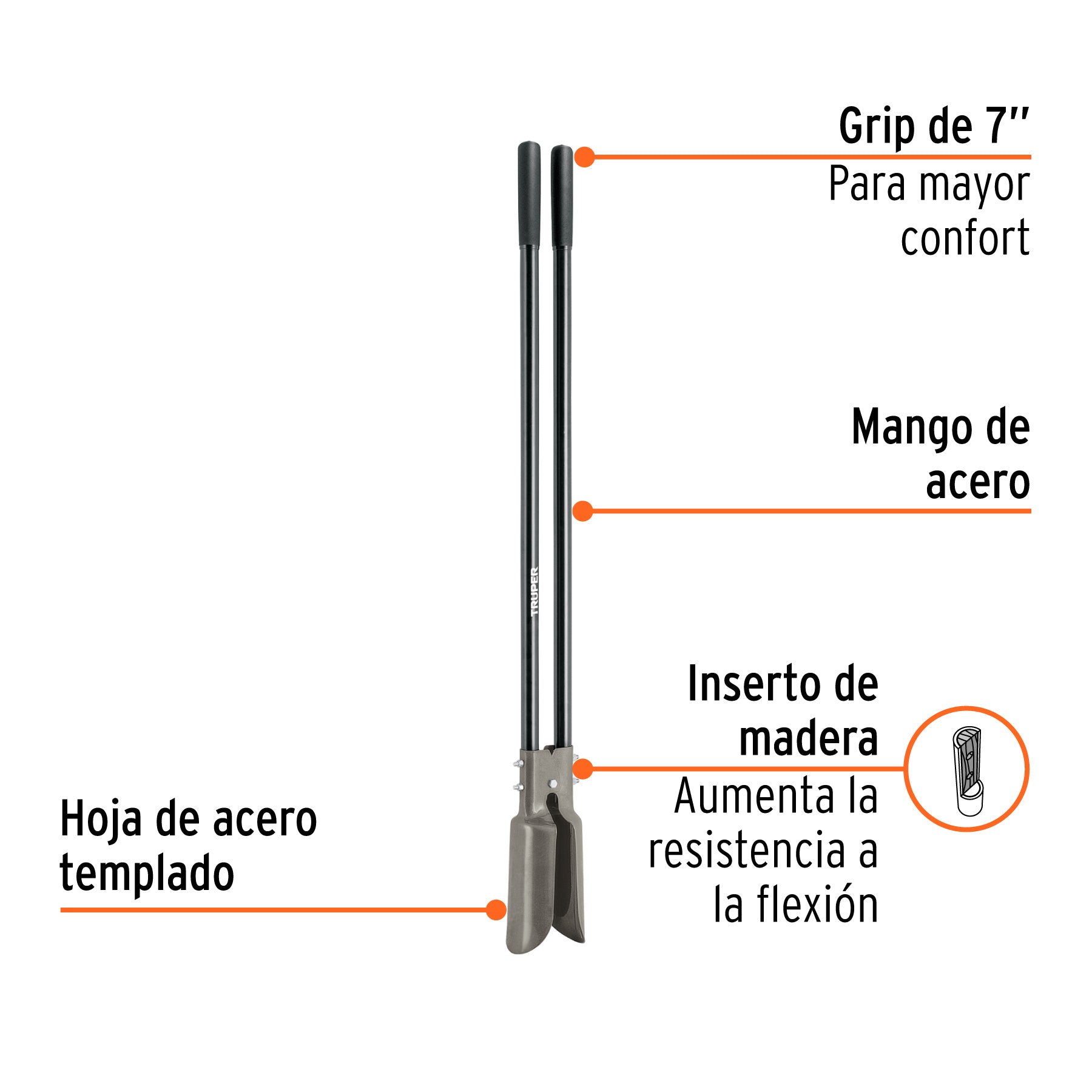 Cavador mangos de acero 45", TRUPER