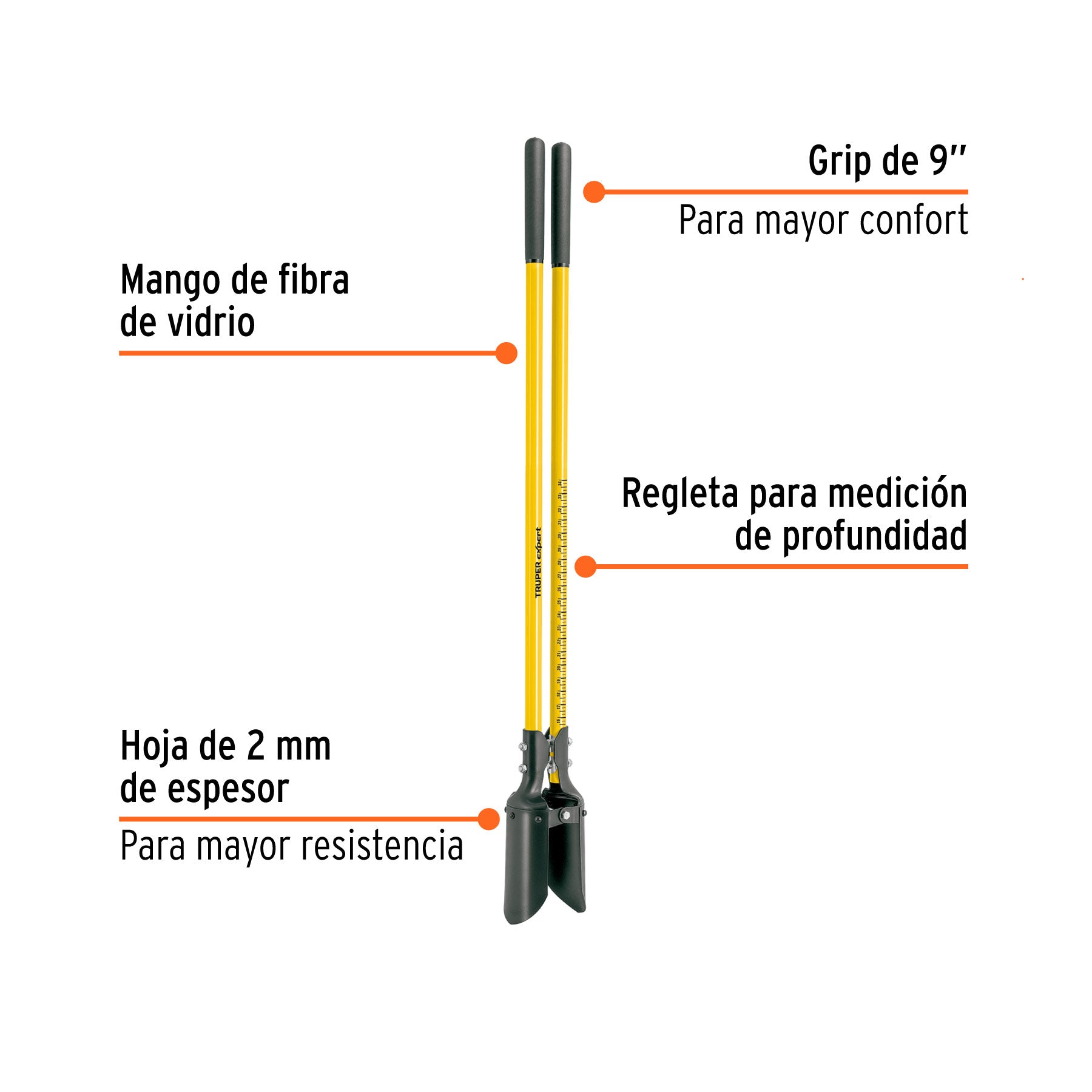 Cavador mangos de fibra de vidrio 48", TRUPER EXPERT