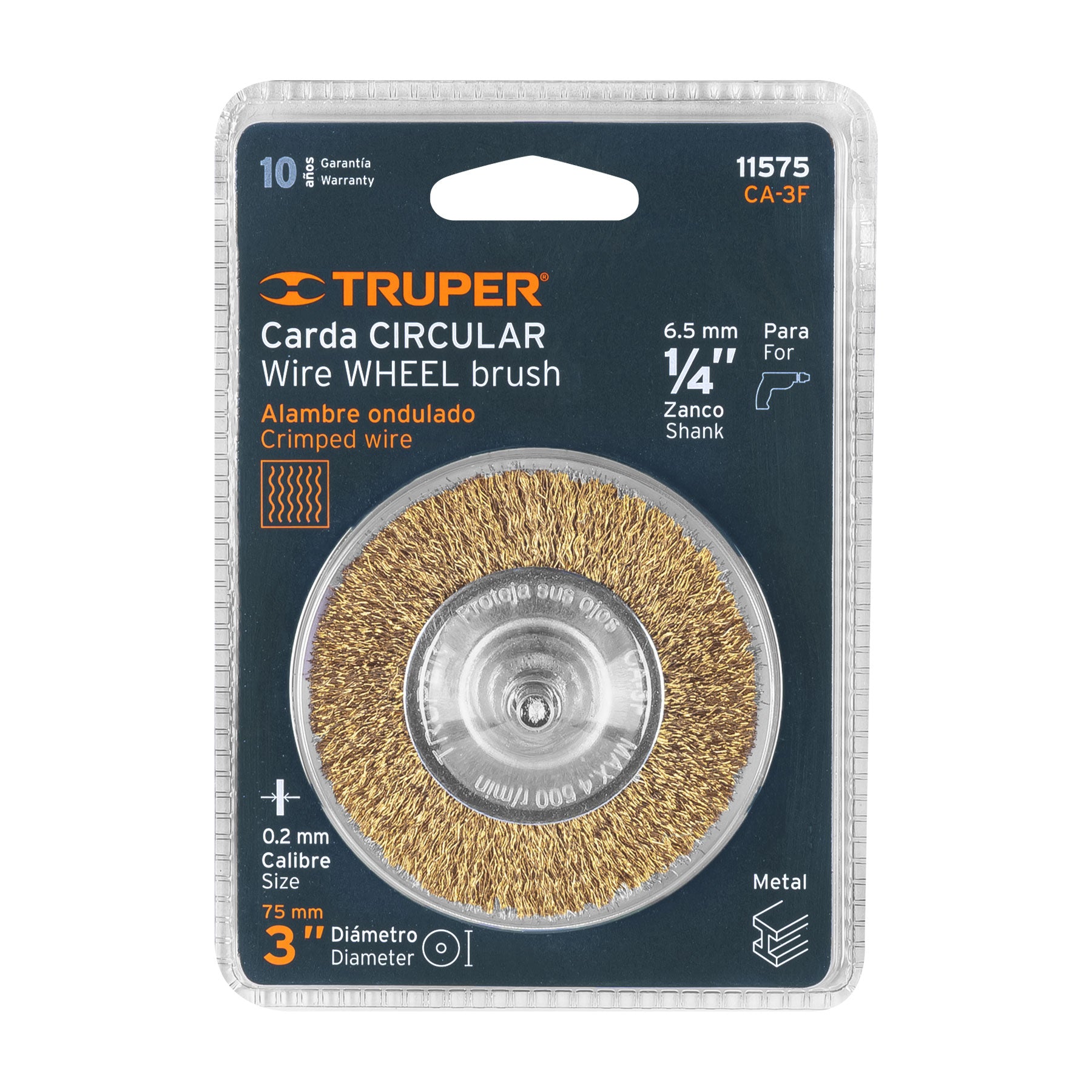 Carda circular 3" alambre fino para taladro, TRUPER
