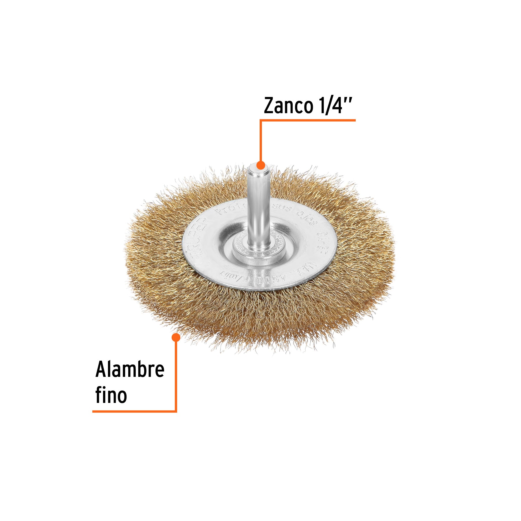 Carda circular 3" alambre fino para taladro, TRUPER