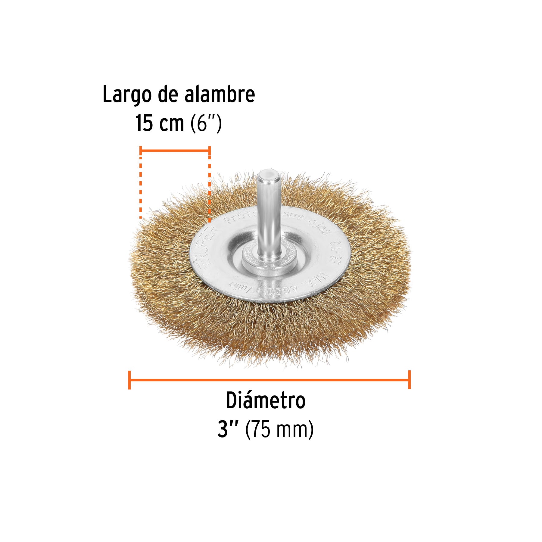 Carda circular 3" alambre fino para taladro, TRUPER