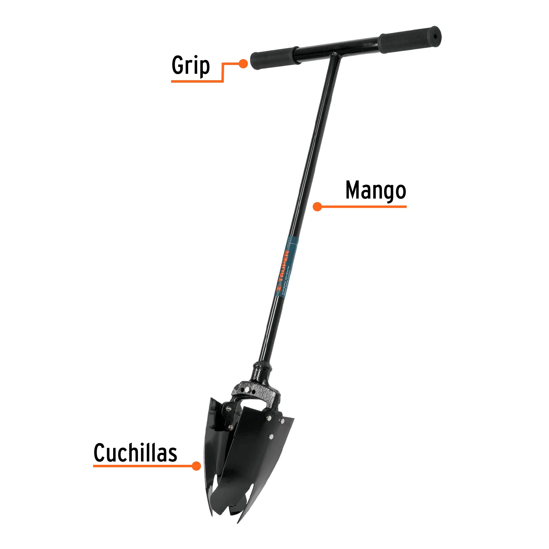 Cavador giratorio de acero, mango "T" 30", TRUPER