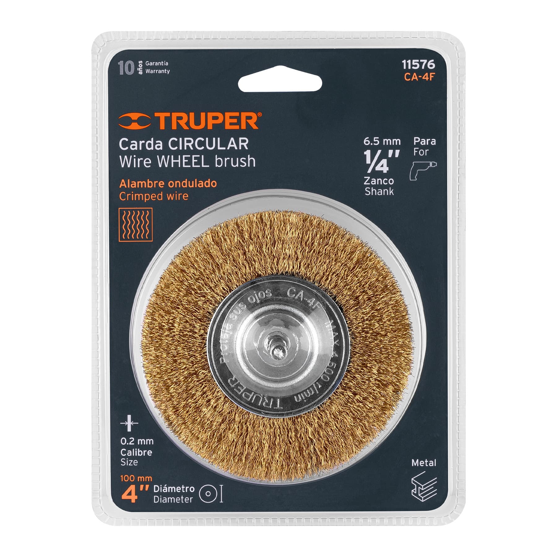 Carda circular 4" alambre fino para taladro, TRUPER