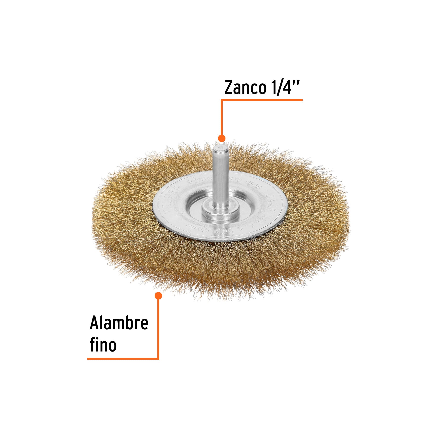 Carda circular 4" alambre fino para taladro, TRUPER