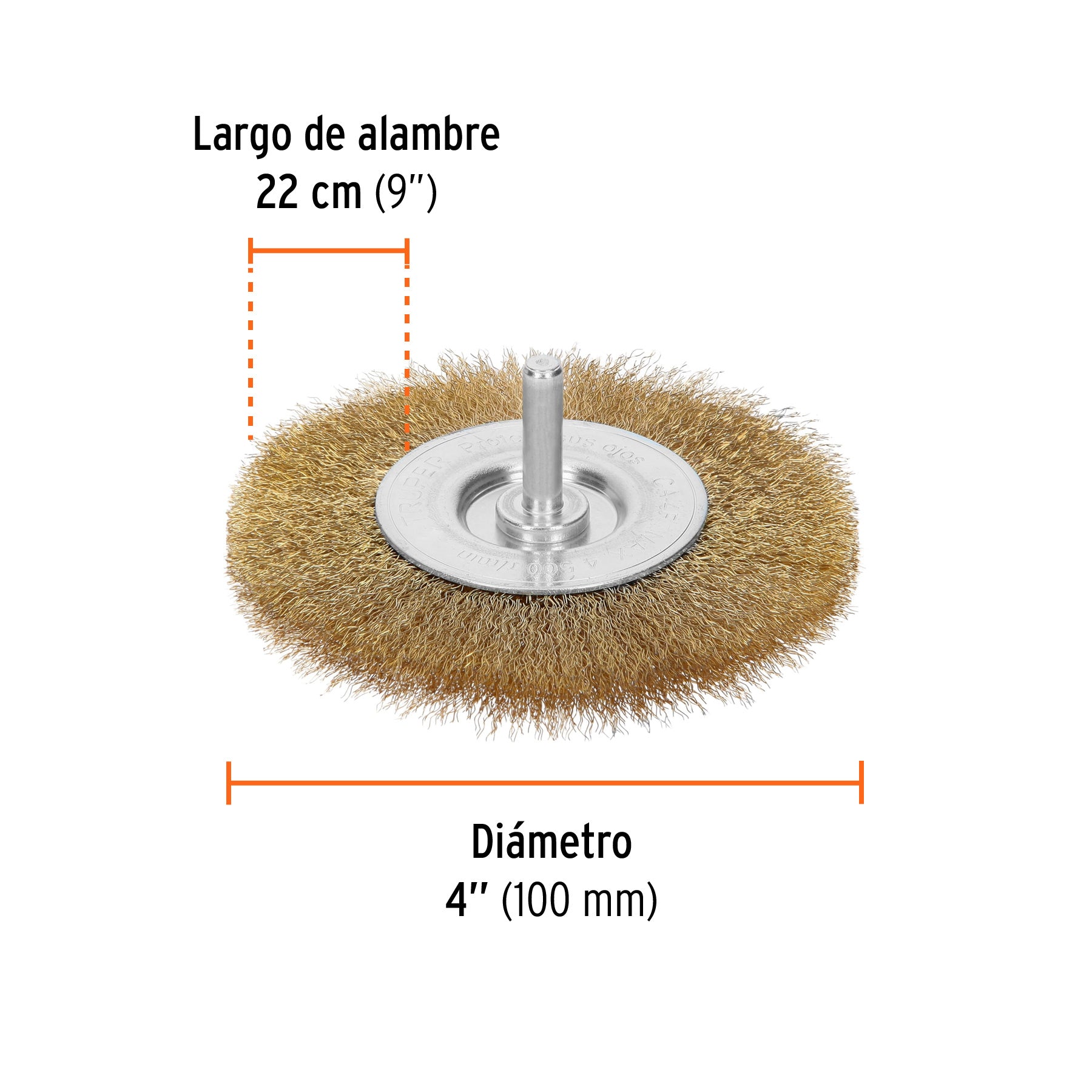 Carda circular 4" alambre fino para taladro, TRUPER