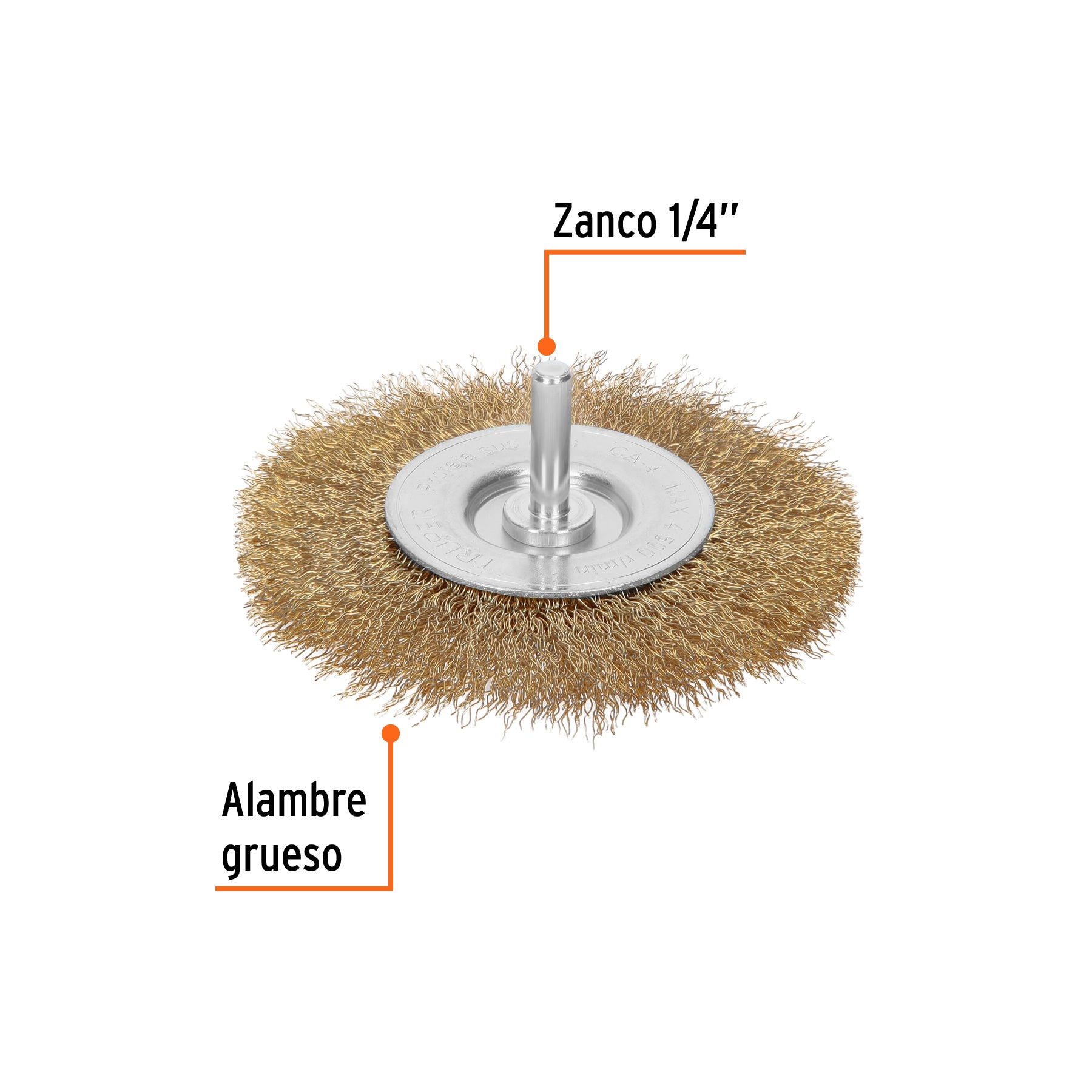 Carda circular 4" alambre grueso para taladro, TRUPER
