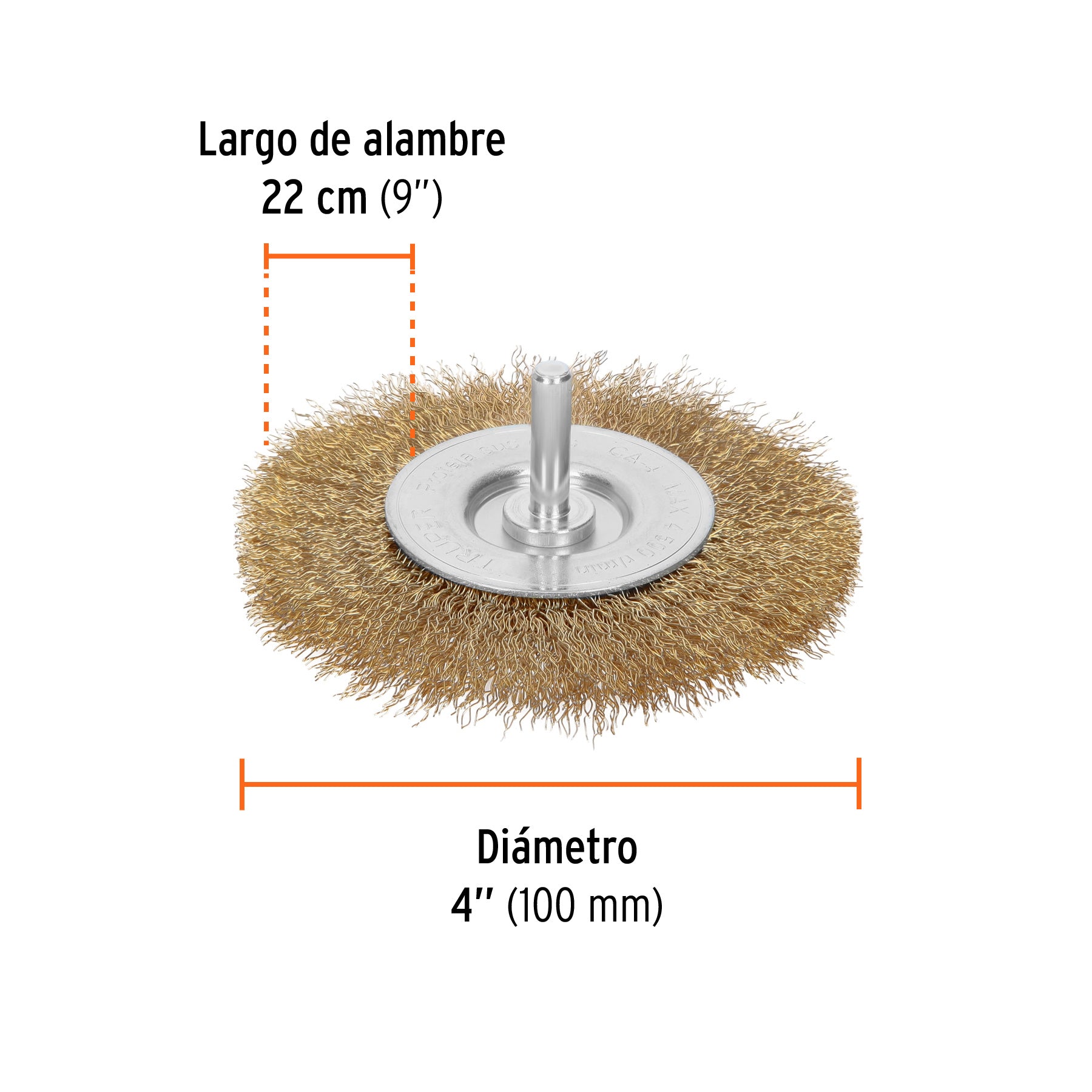 Carda circular 4" alambre grueso para taladro, TRUPER