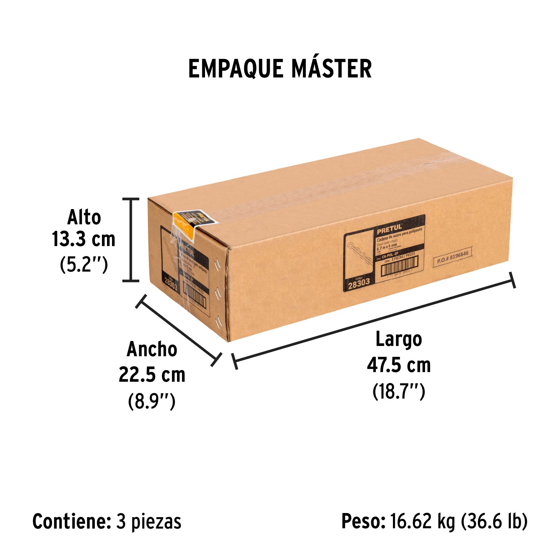 Cadena para polipasto POL-2P, PRETUL - Empaque