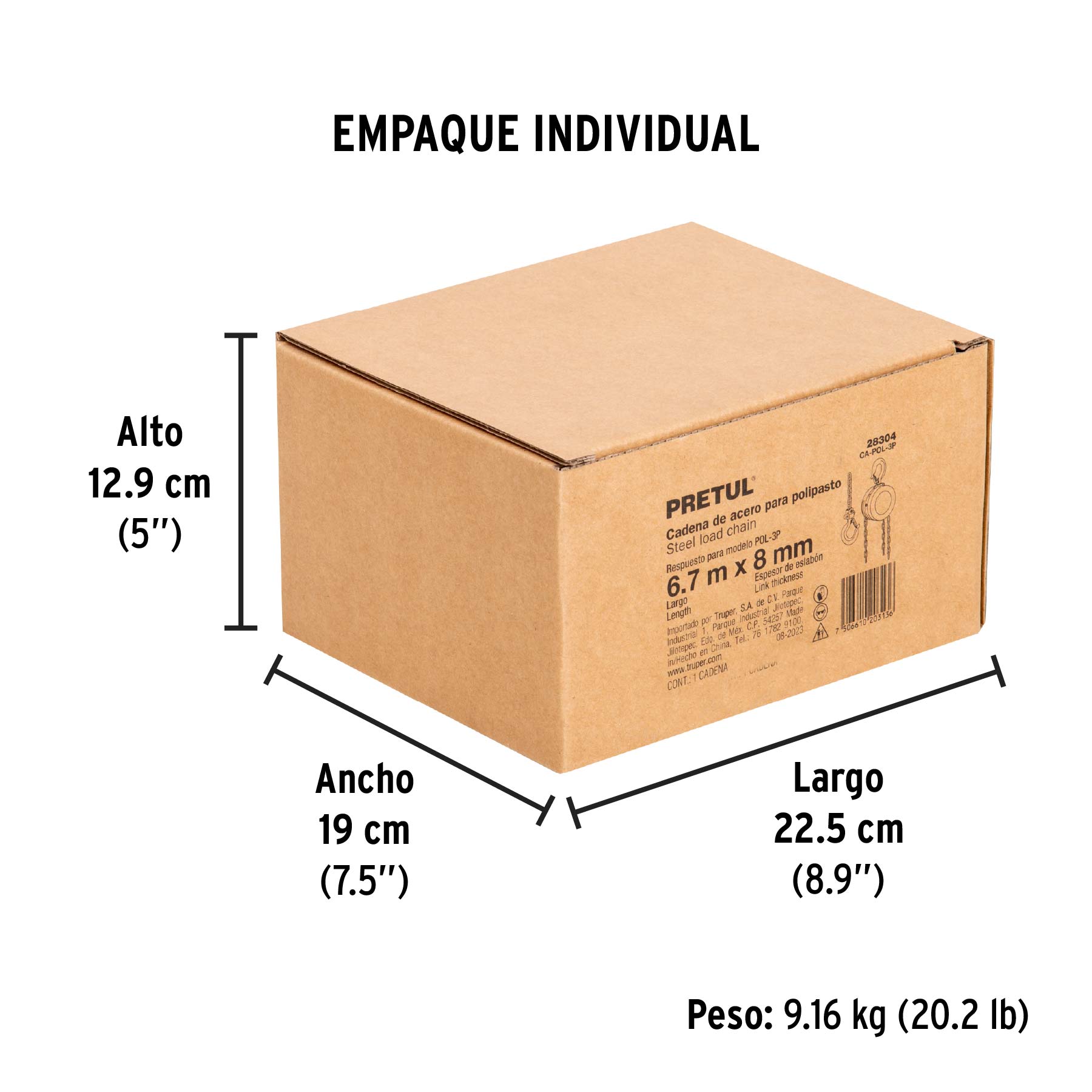 Cadena para polipasto POL-3P, PRETUL - Empaque