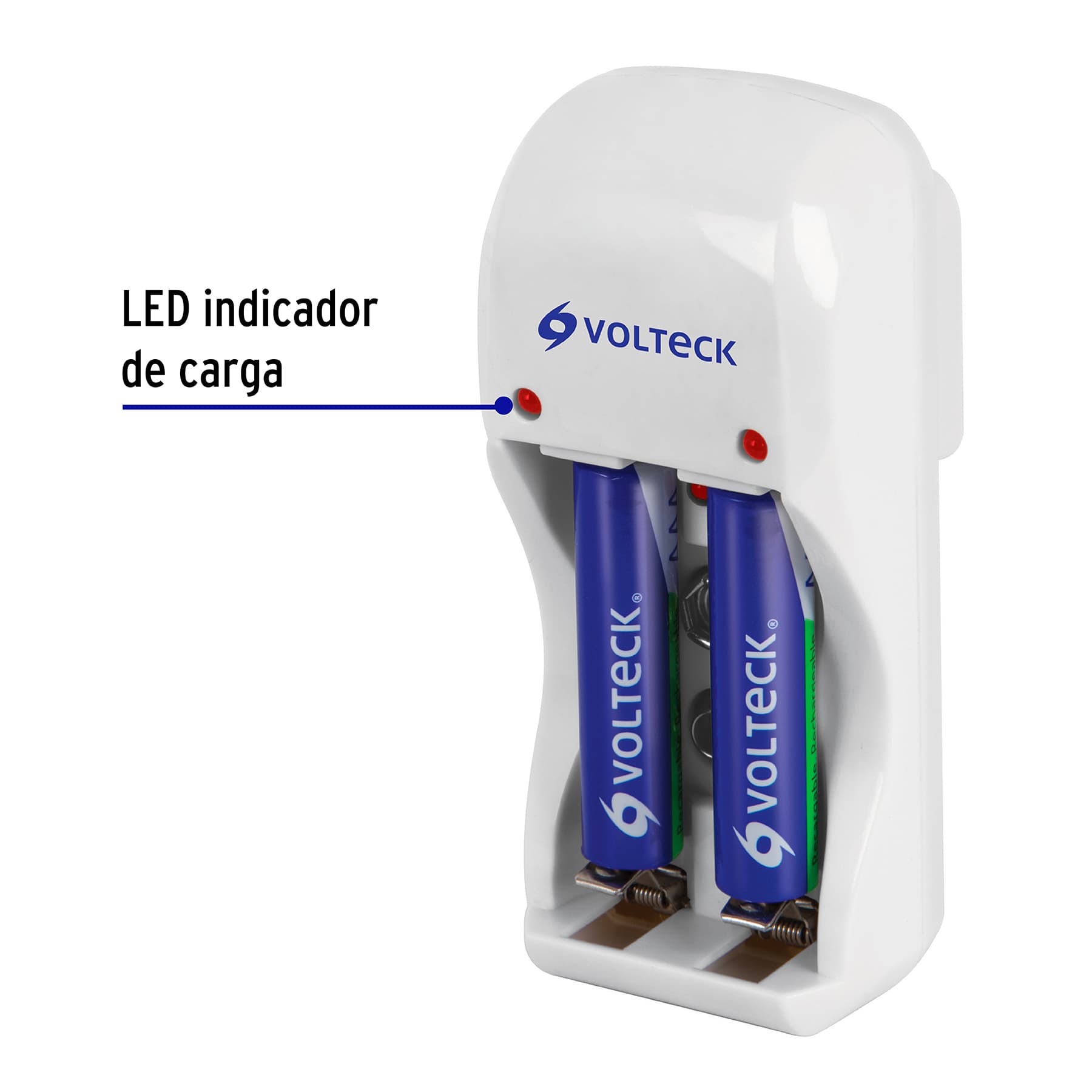 Cargador de pilas, AA, AAA y 9V incluye 2 pilas AAA, VOLTECK