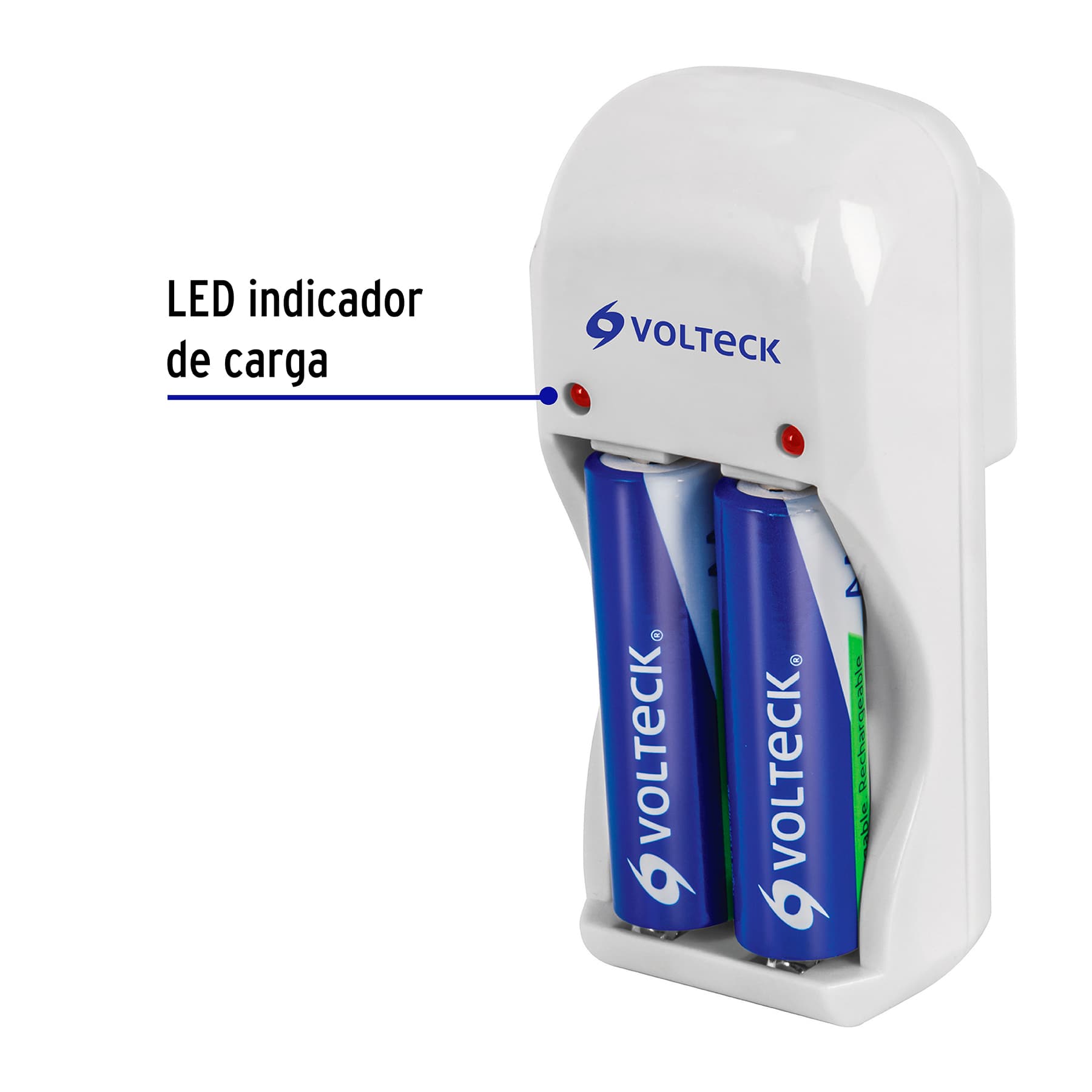 Cargador de pilas, AA, AAA y 9V, incluye 2 pilas AA, VOLTECK