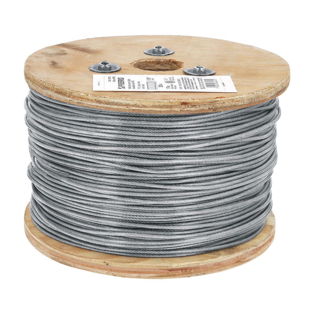 Metro de cable rígido 1/16" acero 7x7 recubierto PVC, 300 m