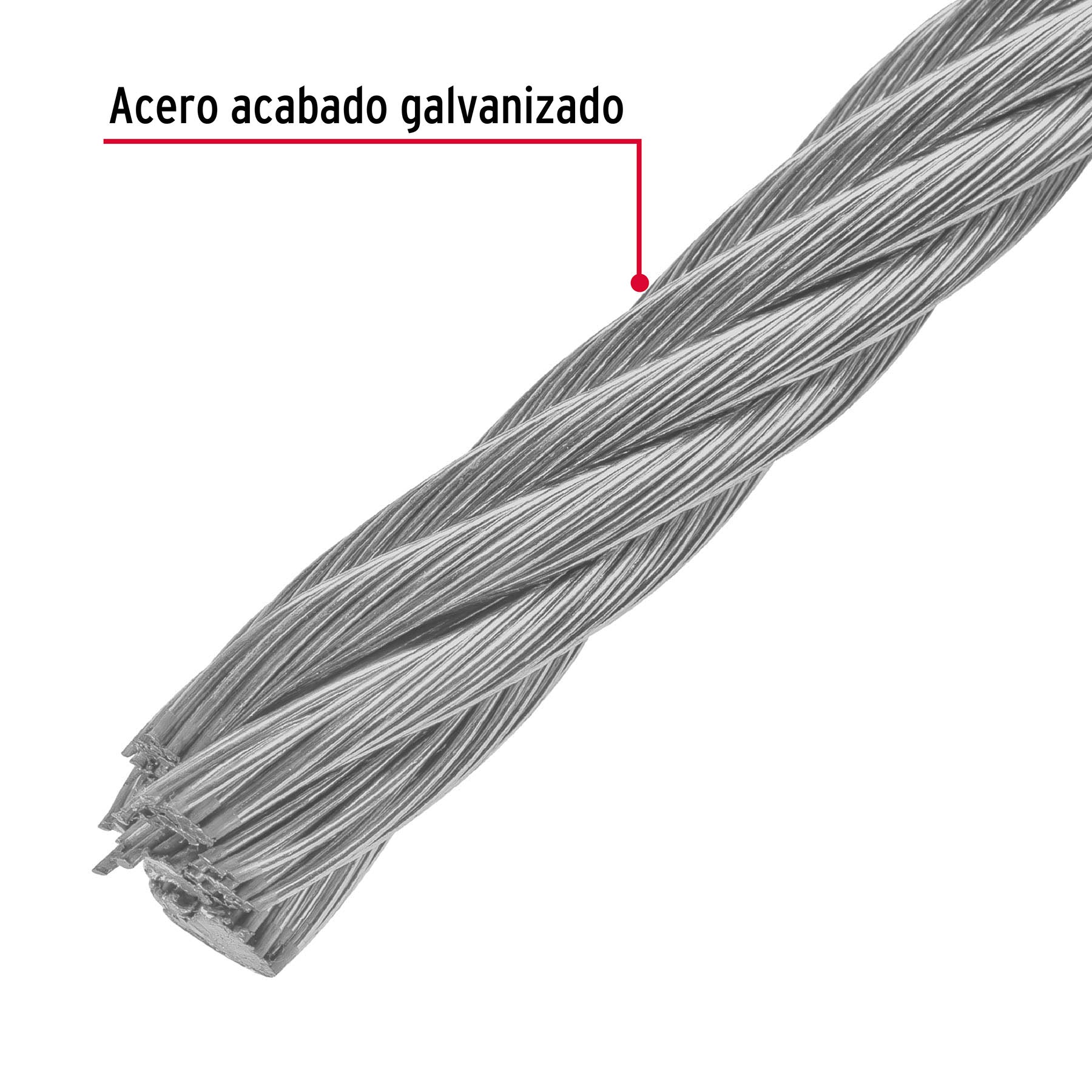 Metro de cable flexible 1/2" de acero 7x19 hilos, 75 m