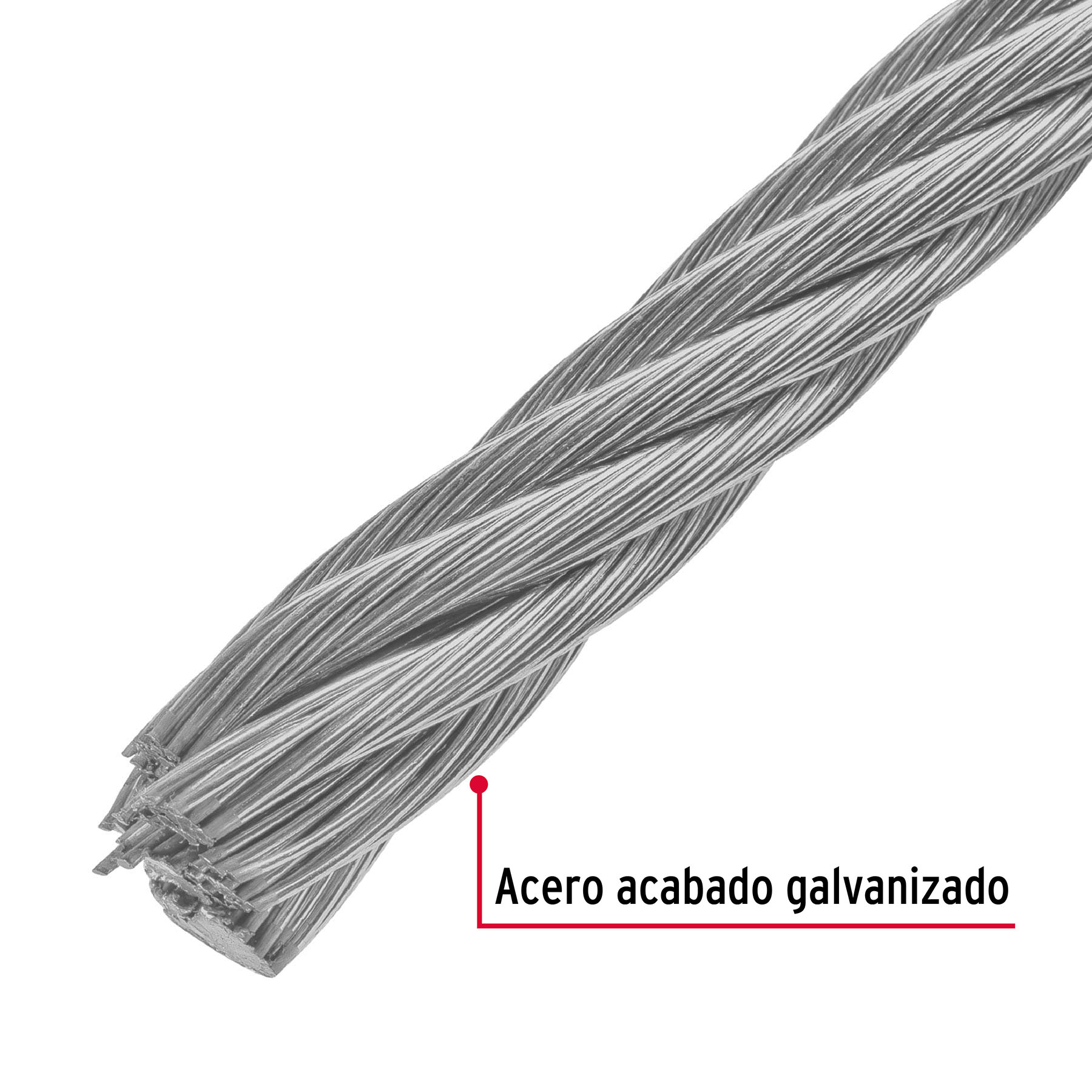 Metro de cable rígido 1/2" de acero 7x7 hilos, 75 m, FIERO