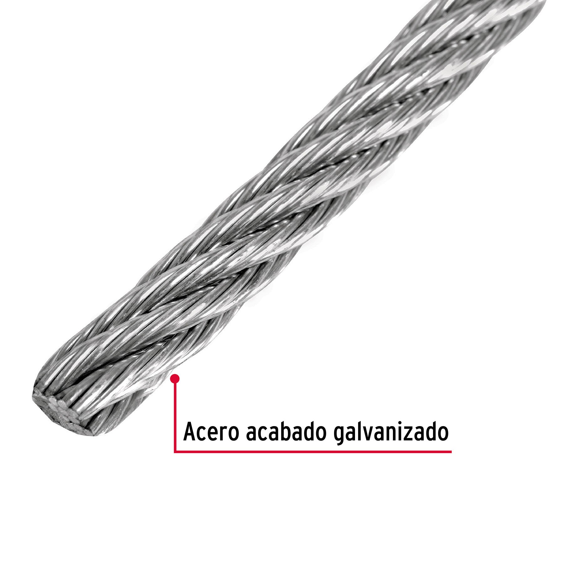 Metro de cable flexible 1/4" de acero 7x19 hilos, 300 m