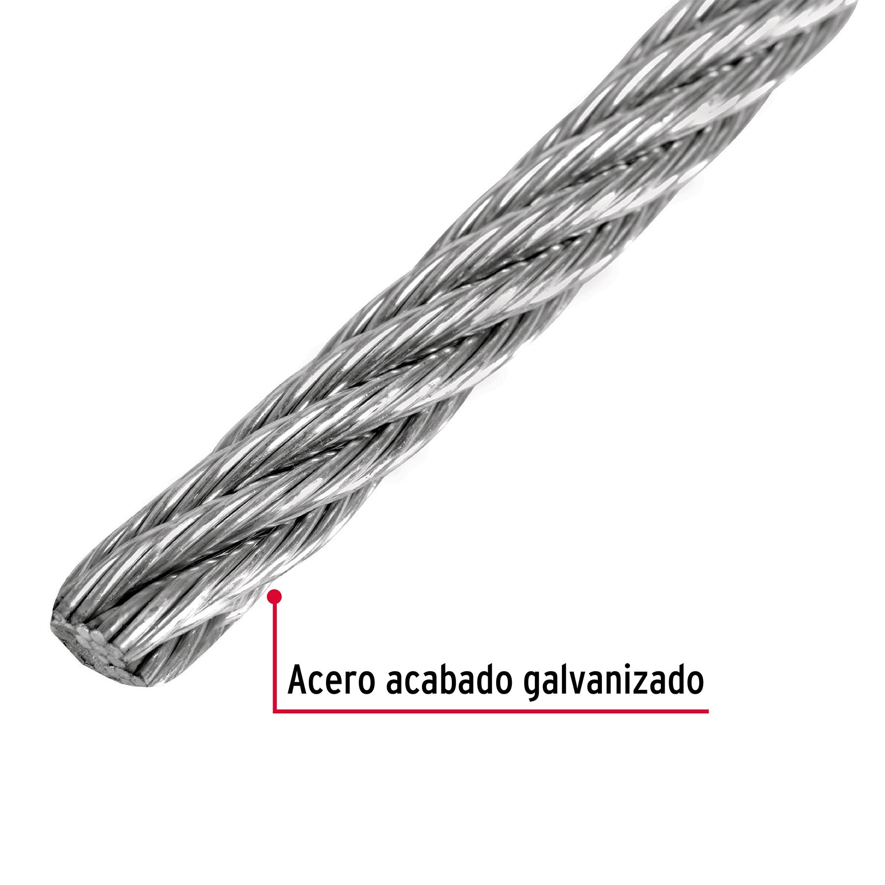 Metro de cable flexible 1/4" de acero 7x19 hilos, 75 m