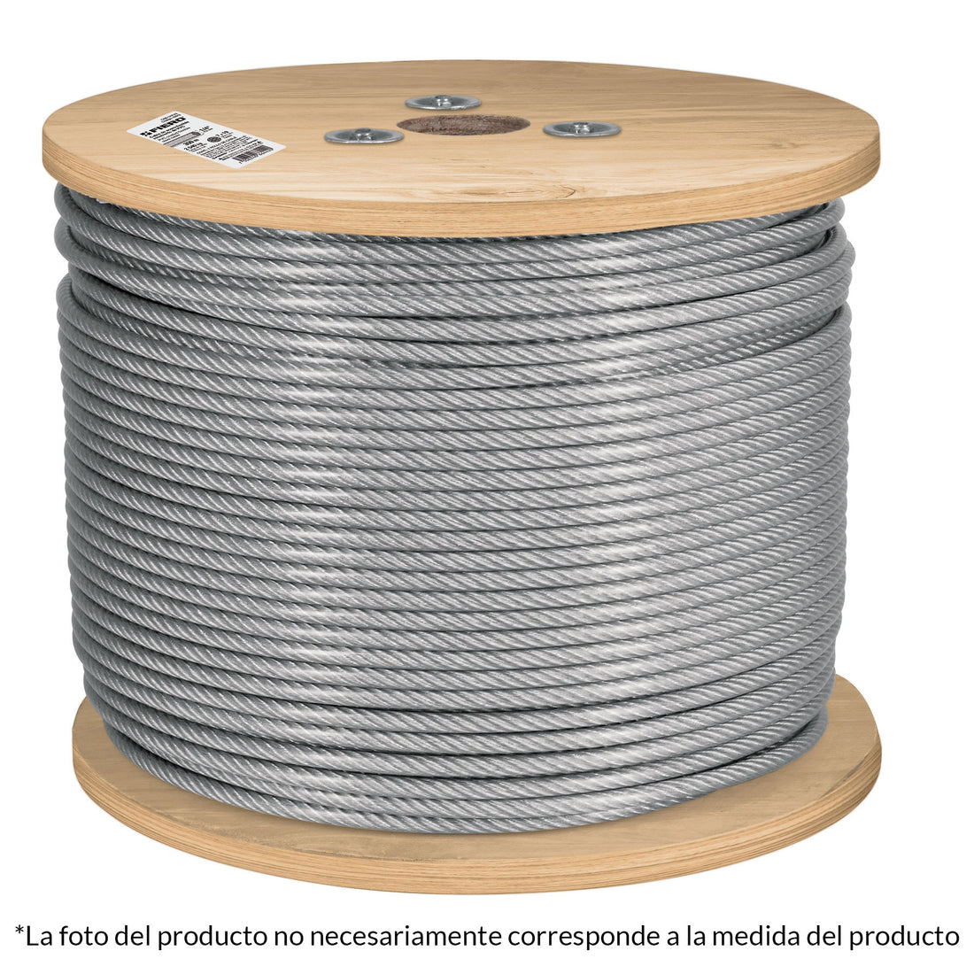 Metro cable flexible 1/8" acero 7x19 recubierto PVC, 300 m