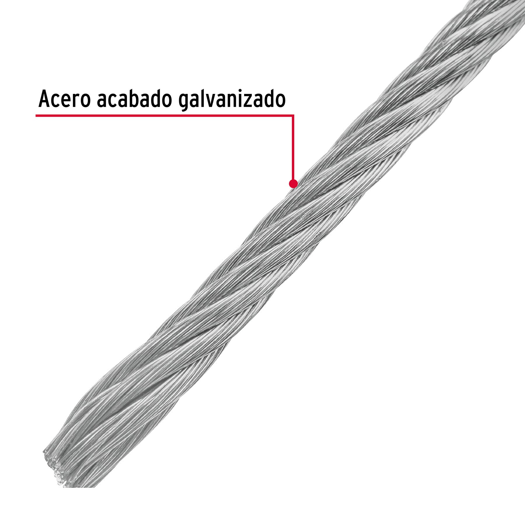 Metro de cable flexible 1/8" de acero 7x19 hilos, 75 m