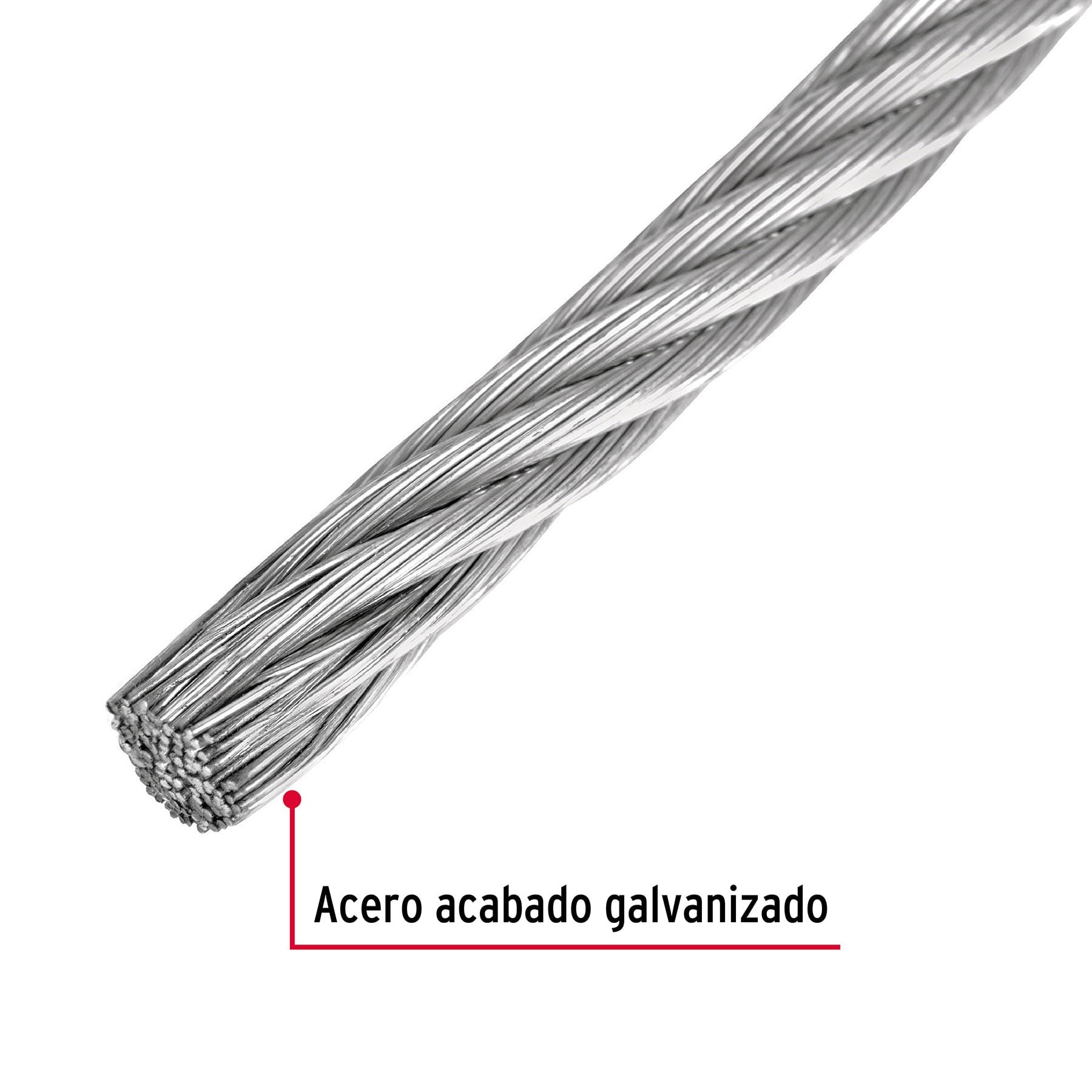 Metro de cable rígido 1/8" de acero 7x7 hilos, 300 m, FIERO