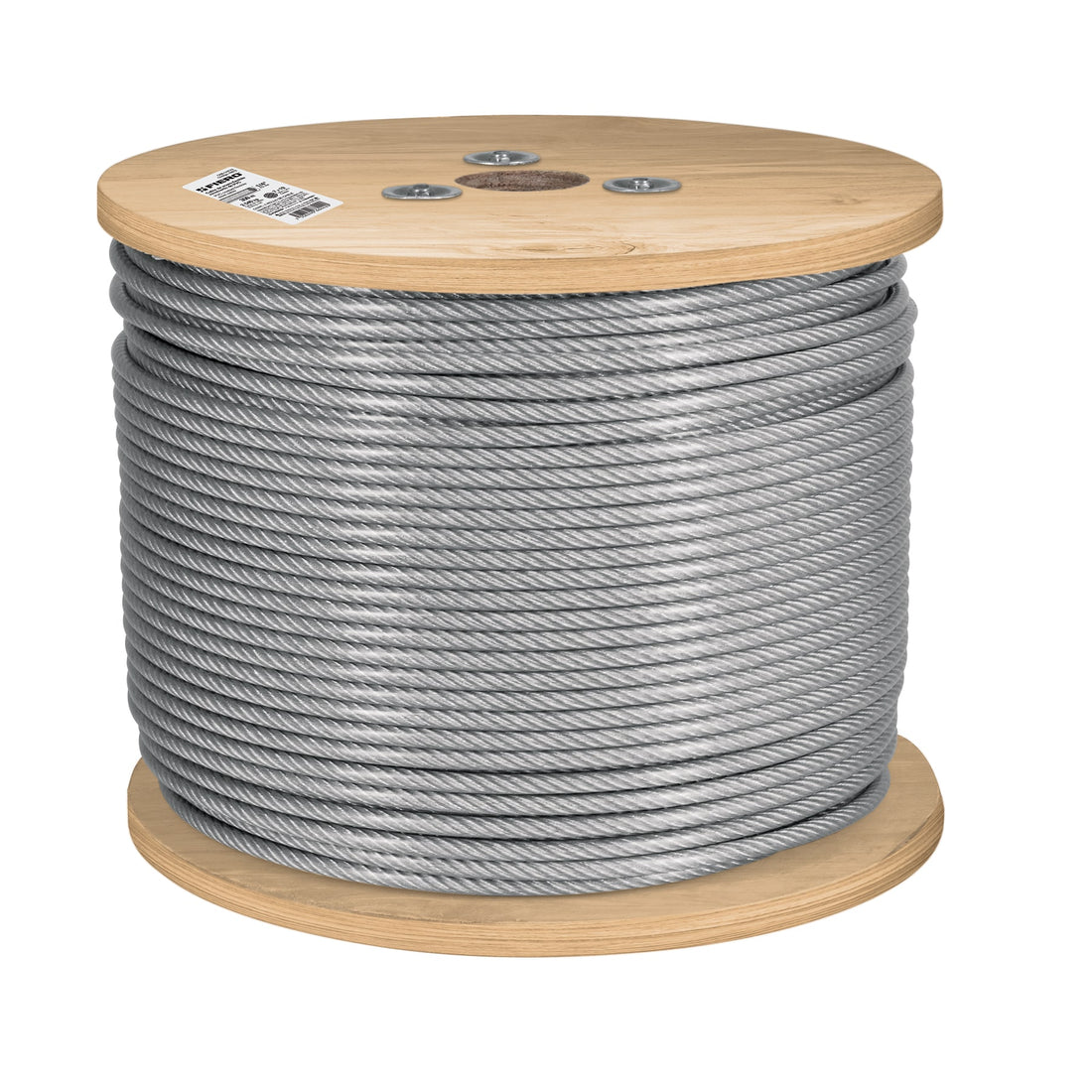 Metro de cable rígido 1/8" acero 7x7 recubierto PVC, 300 m