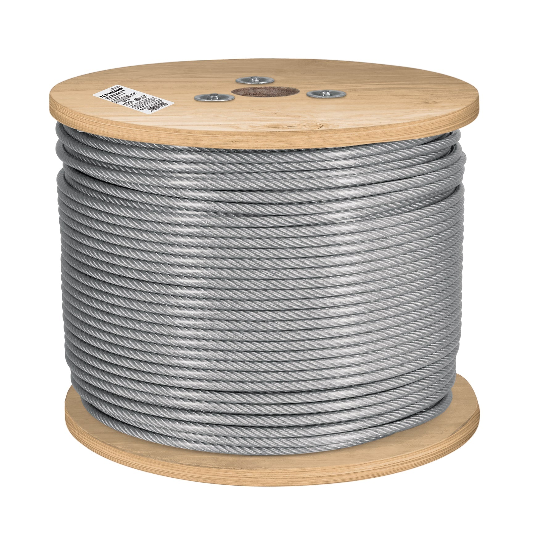 Metro de cable rígido 1/8" acero 7x7 recubierto PVC, 300 m