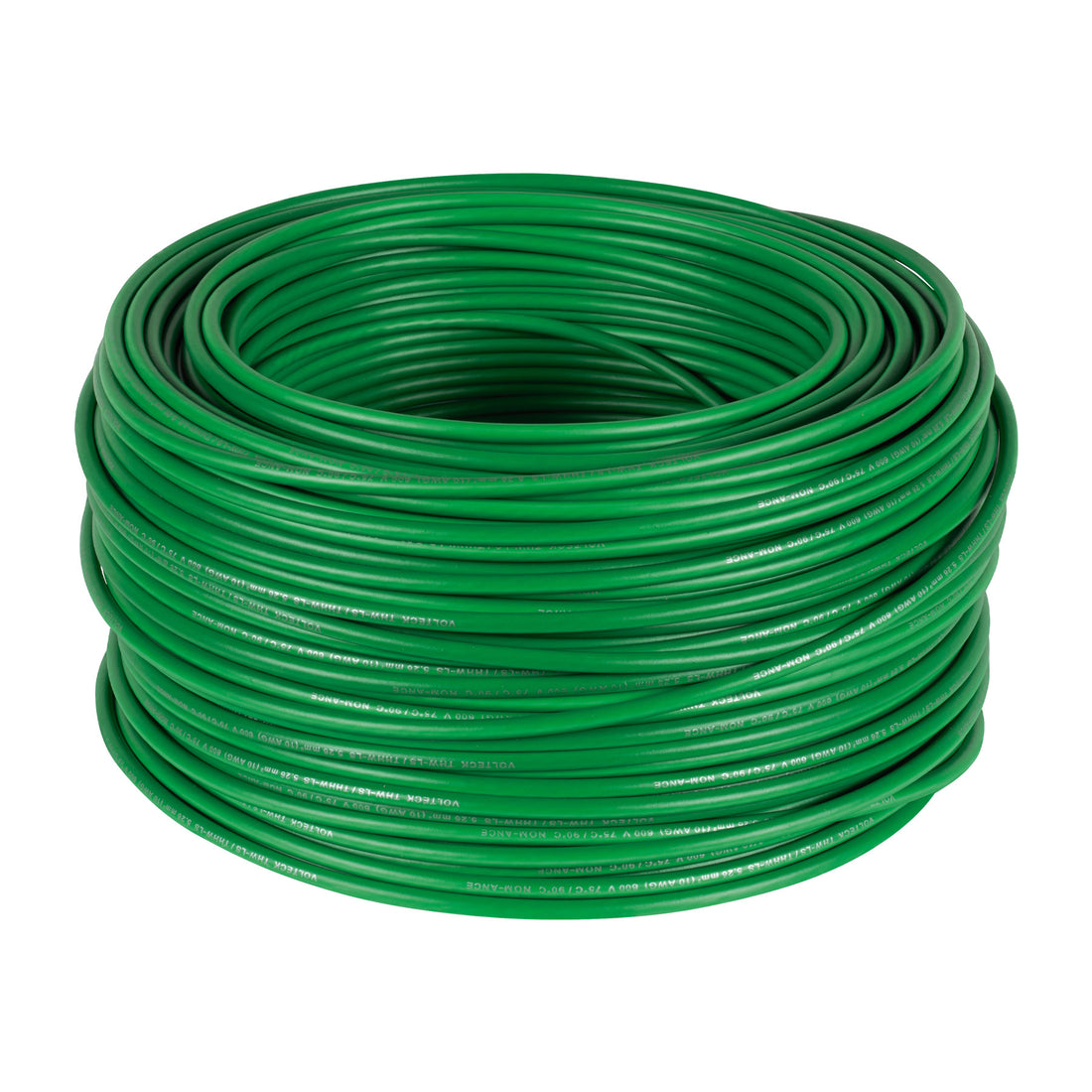 Rollo de 100 m de cable THHW-LS 10 AWG verde, VOLTECK