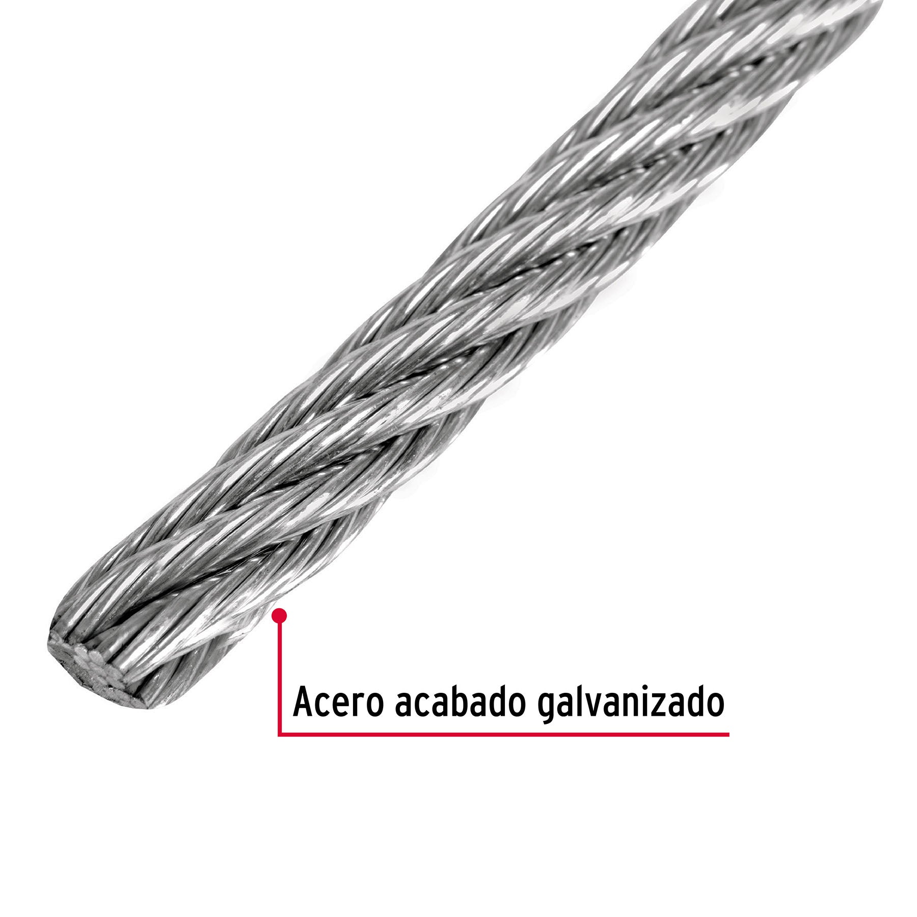 Metro de cable flexible 3/16" de acero 7x19 hilos, 300 m