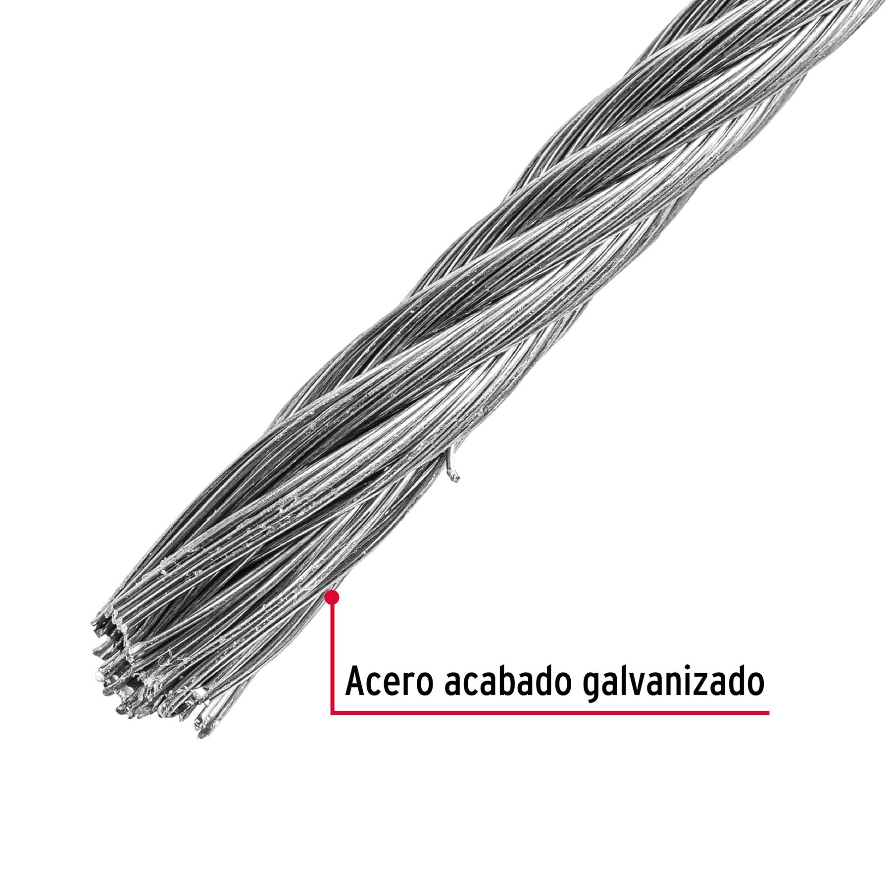 Metro de cable flexible 3/16" de acero 7x19 hilos, 75 m