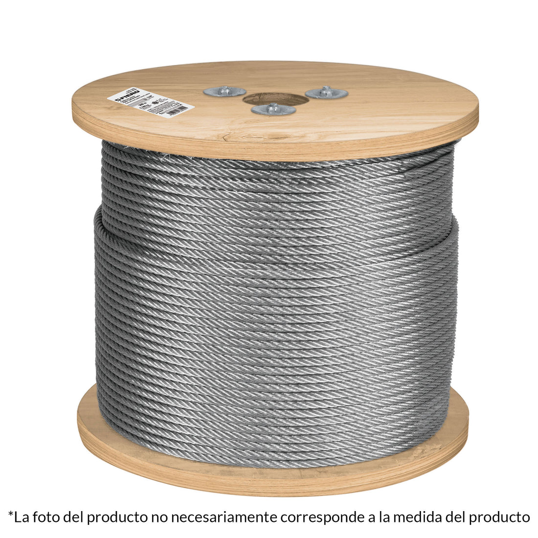 Metro de cable rígido 3/16" de acero 7x7 hilos, 300 m, FIERO