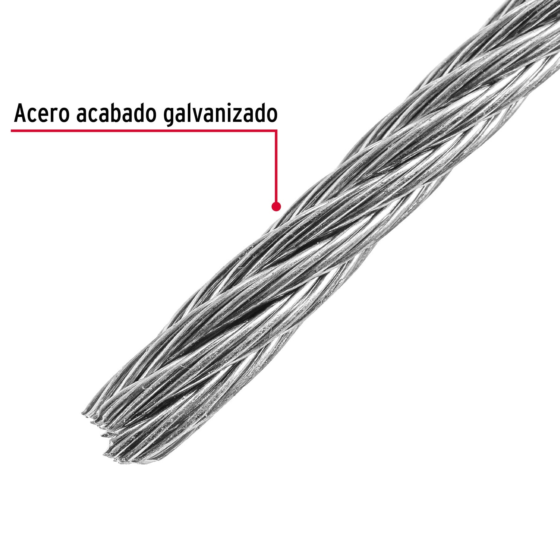 Metro de cable rígido 3/16" de acero 7x7 hilos, 75 m, FIERO