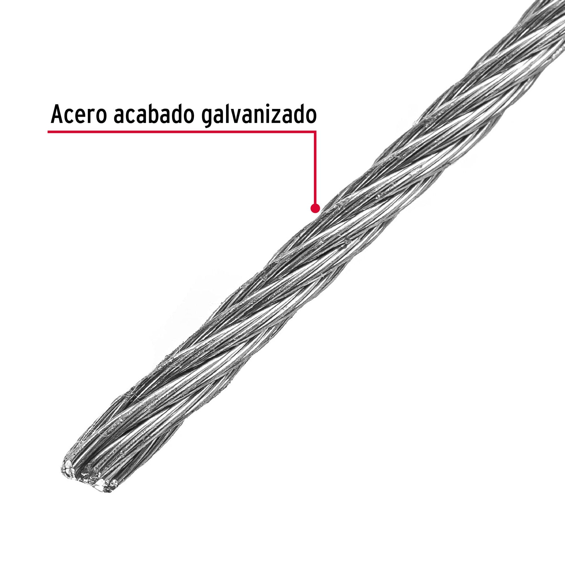 Metro de cable rígido 3/32" de acero 7x7 hilos, 75 m, FIERO