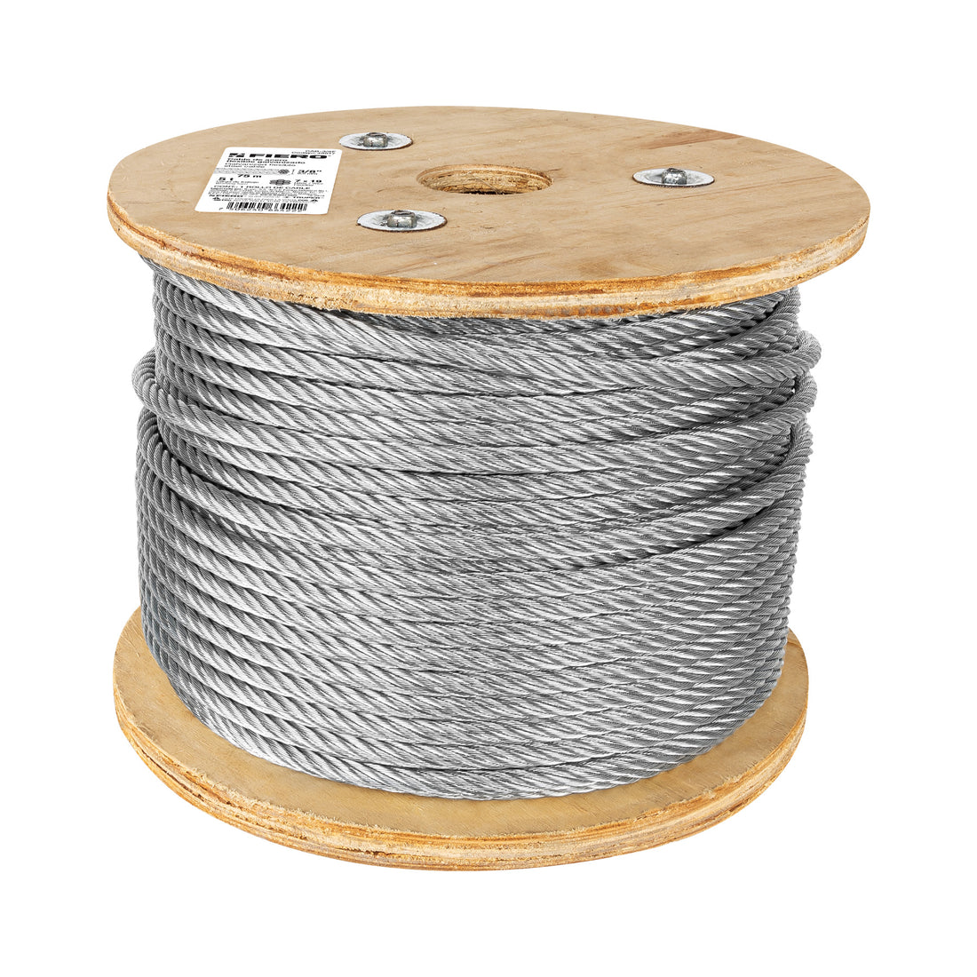 Metro de cable flexible 3/8" de acero 7x19 hilos, 75 m