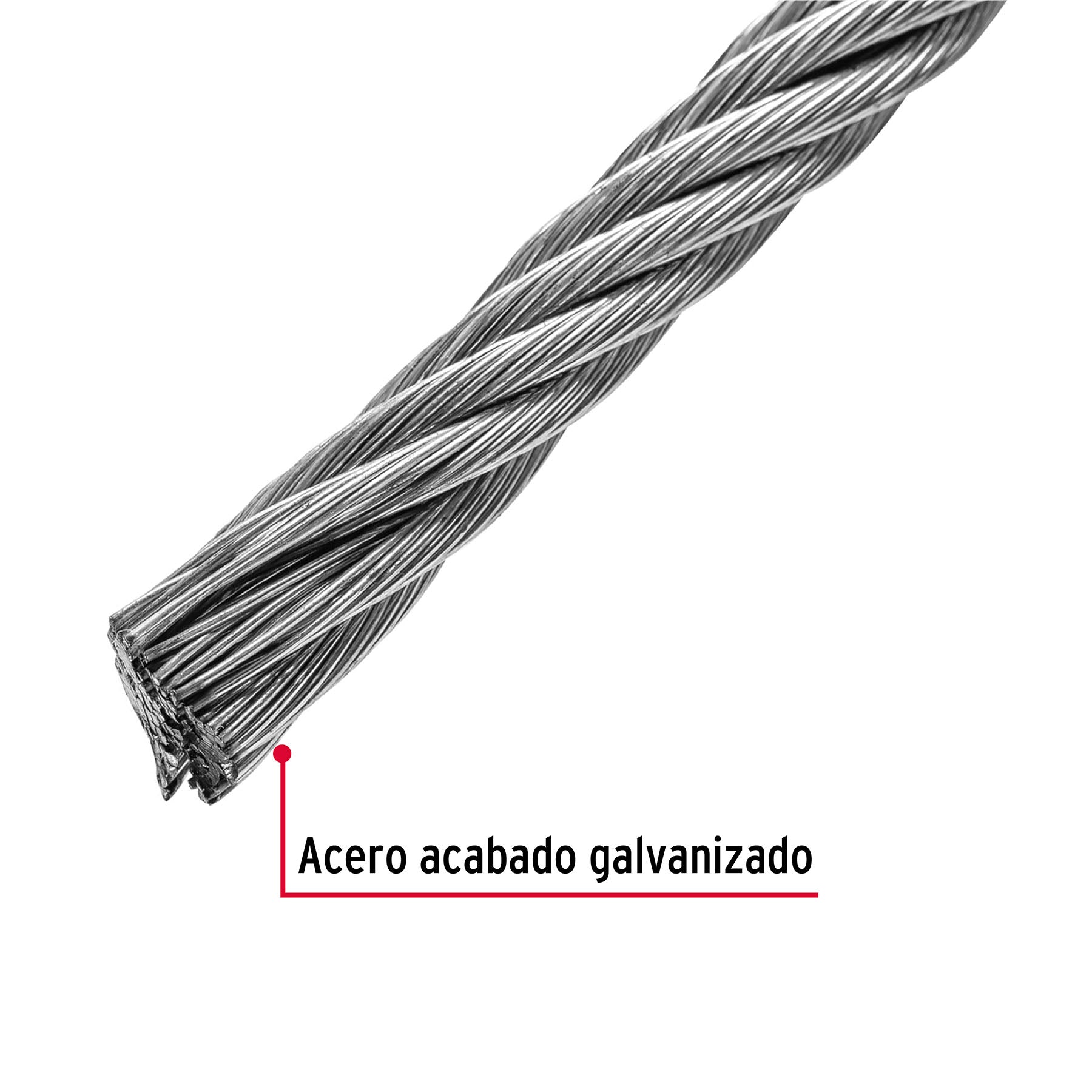 Metro de cable flexible 3/8" de acero 7x19 hilos, 75 m