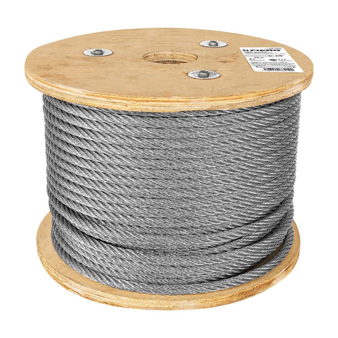 Metro de cable rígido 3/8" de acero 7x7 hilos, 75 m, FIERO