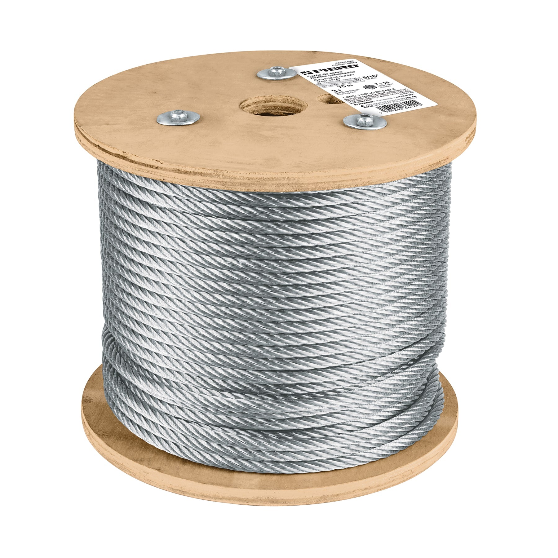 Metro de cable flexible 5/16" de acero 7x19 hilos, 75 m