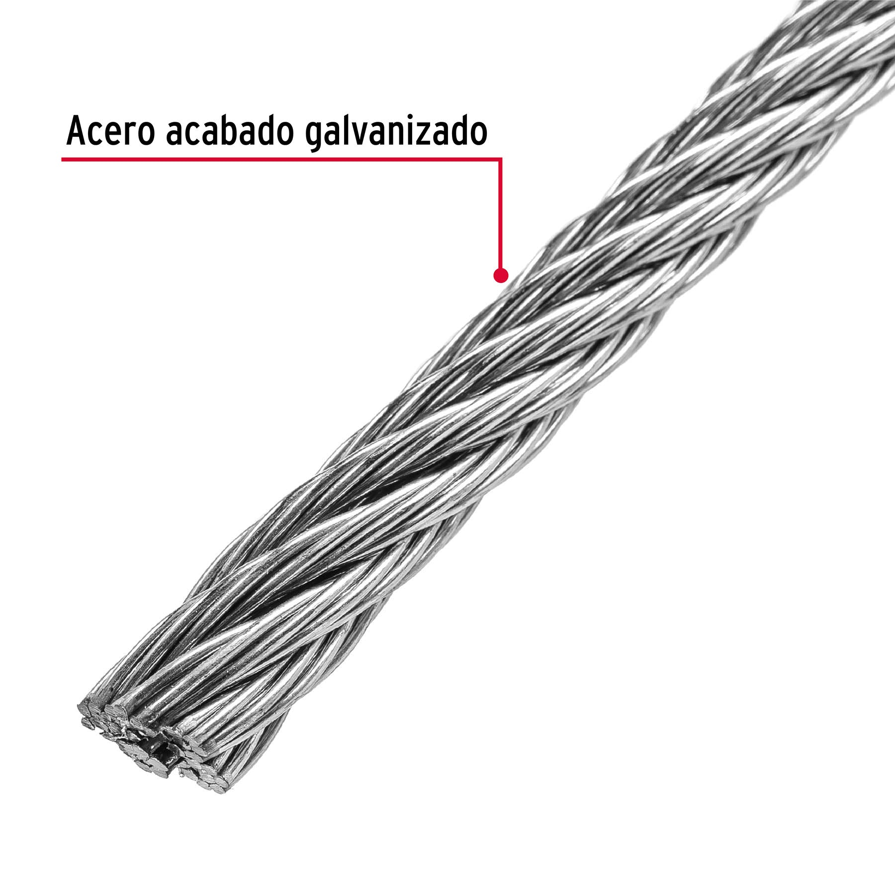 Metro de cable flexible 5/16" de acero 7x19 hilos, 75 m