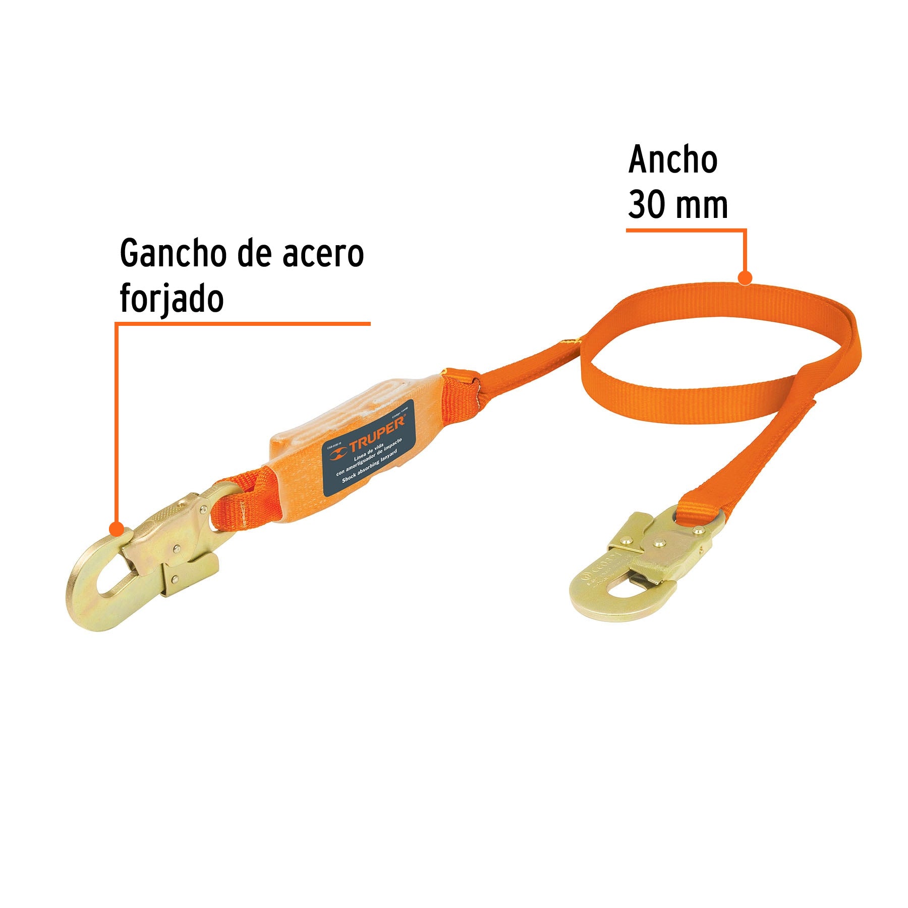 Línea de vida 1.8 m cinta poliéster con absorbedor impacto