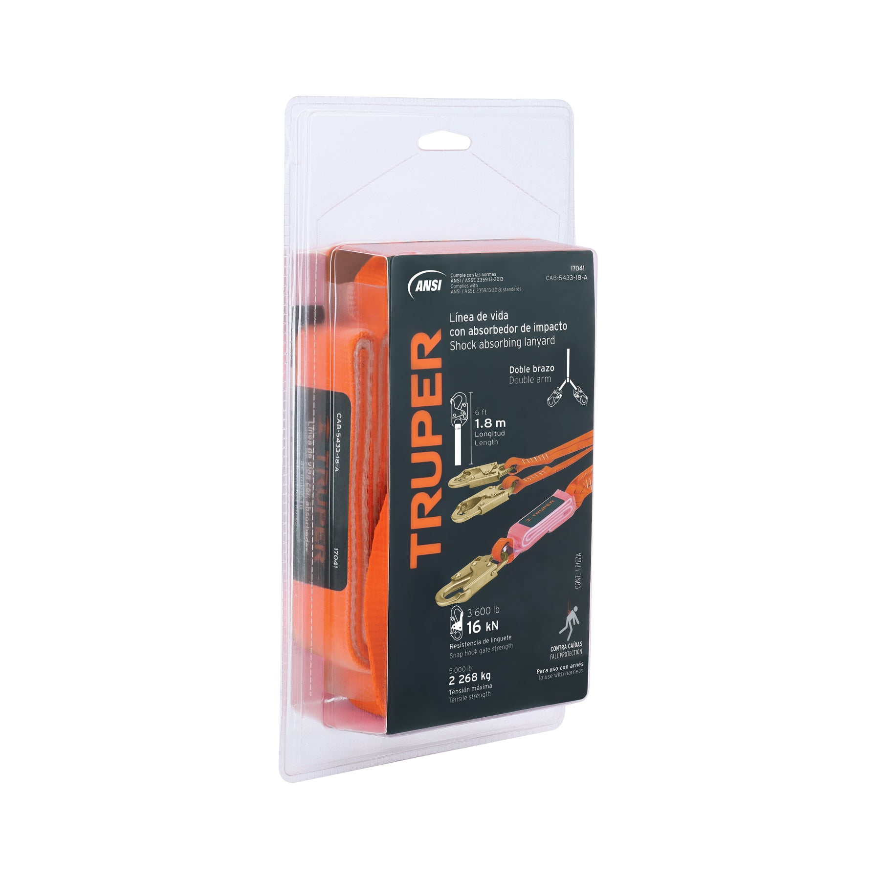 Línea de vida con absorbedor de impacto, doble brazo, ANSI