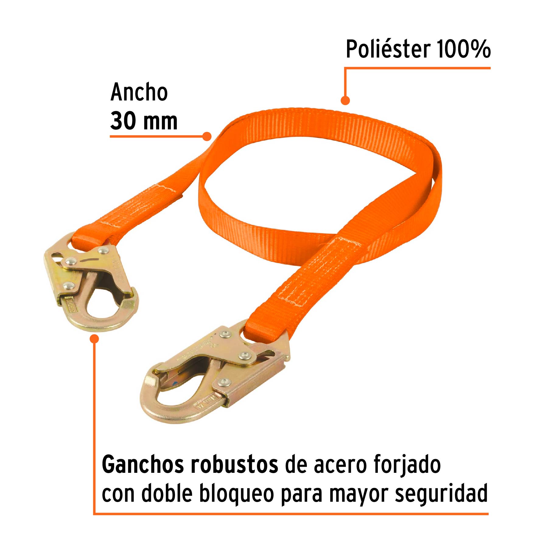 Cable de posicionamiento de 1.8 m cinta de poliéster, ANSI