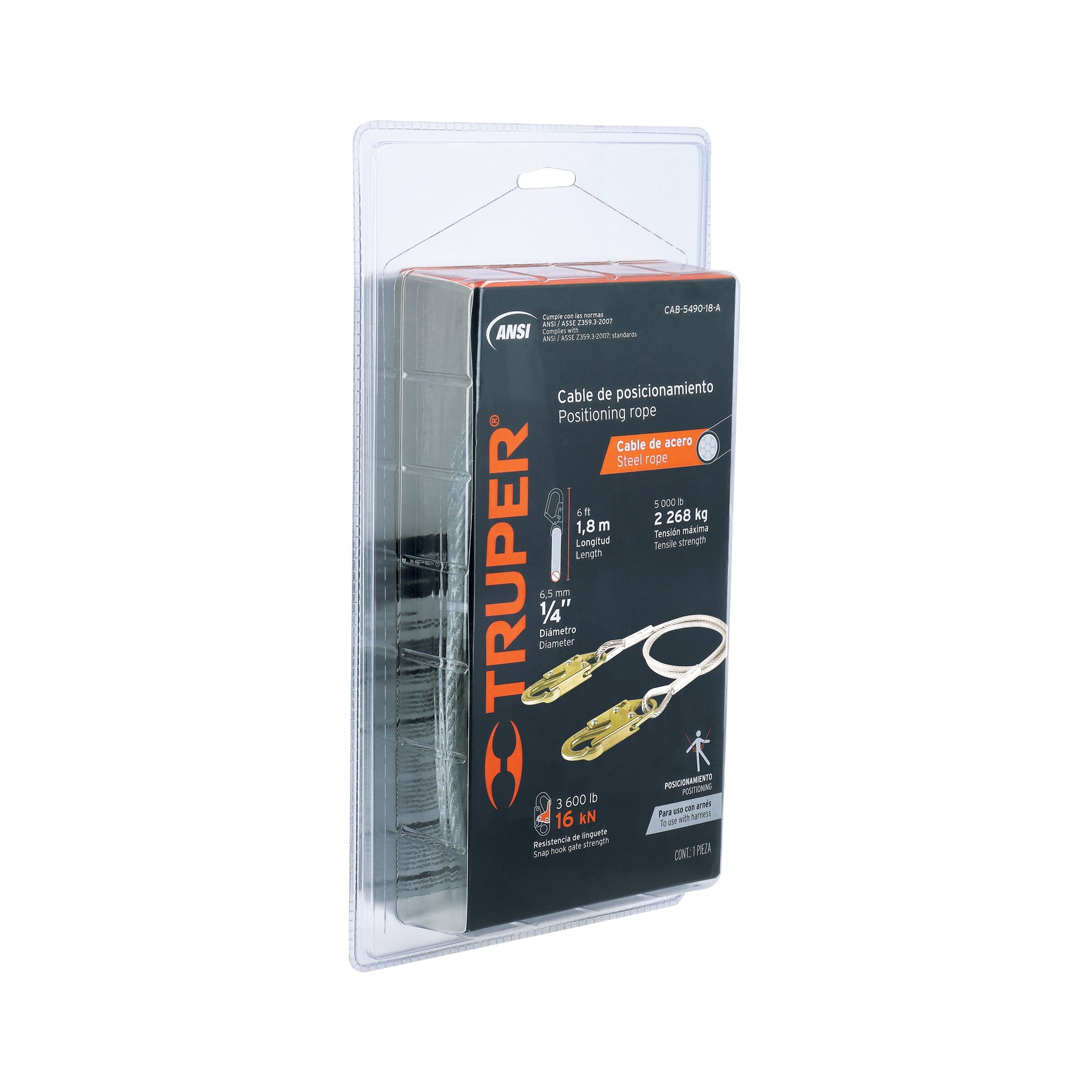 Cable de posicionamiento de acero 1.8 m, ANSI, TRUPER