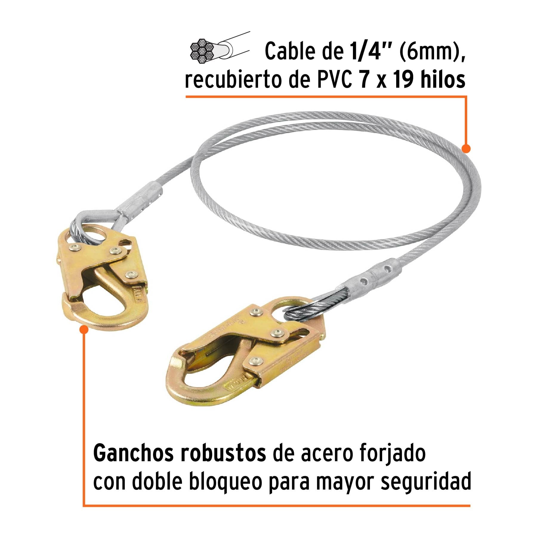 Cable de posicionamiento de acero 1.8 m, ANSI, TRUPER