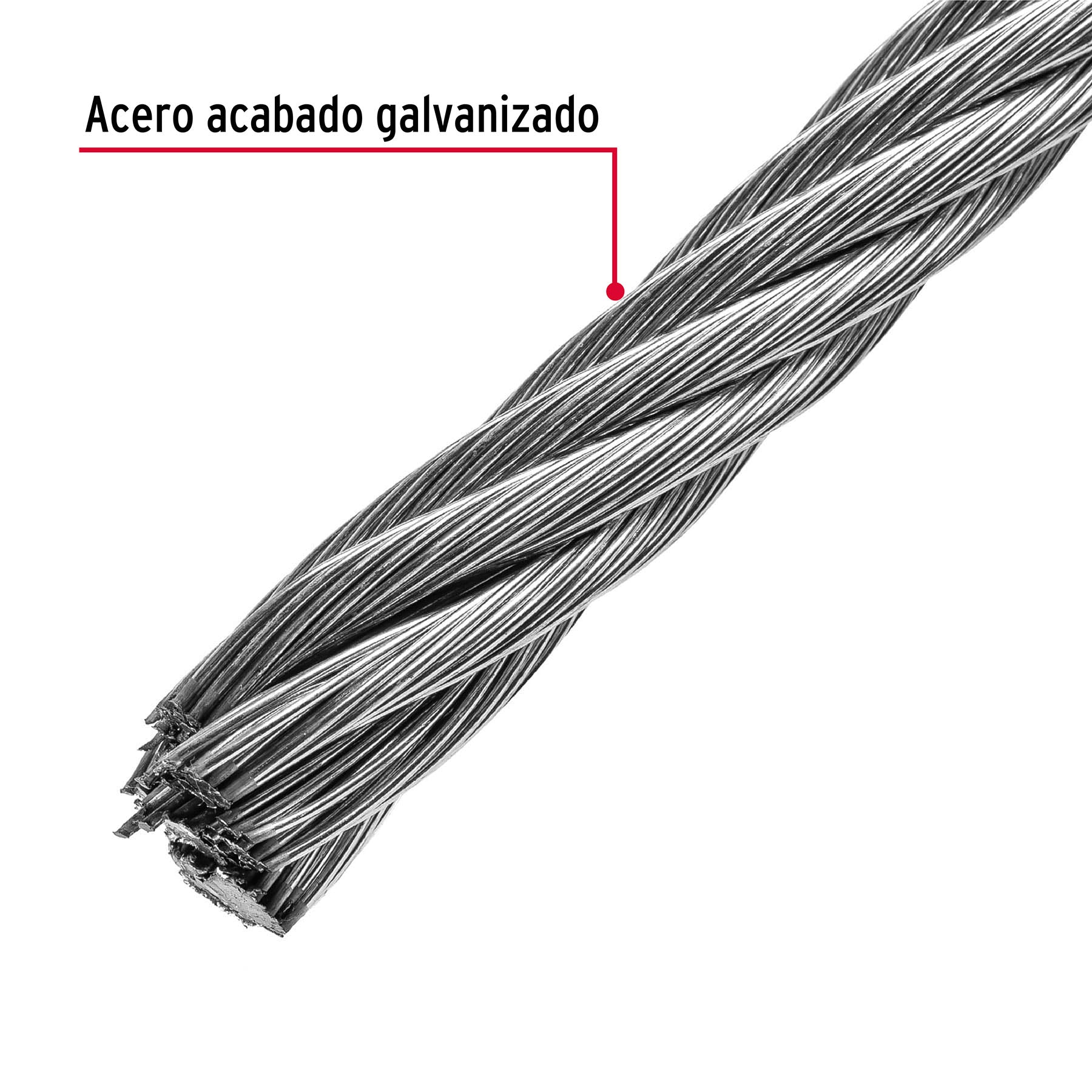 Metro de cable flexible 7/16" de acero 7x19 hilos, 75 m