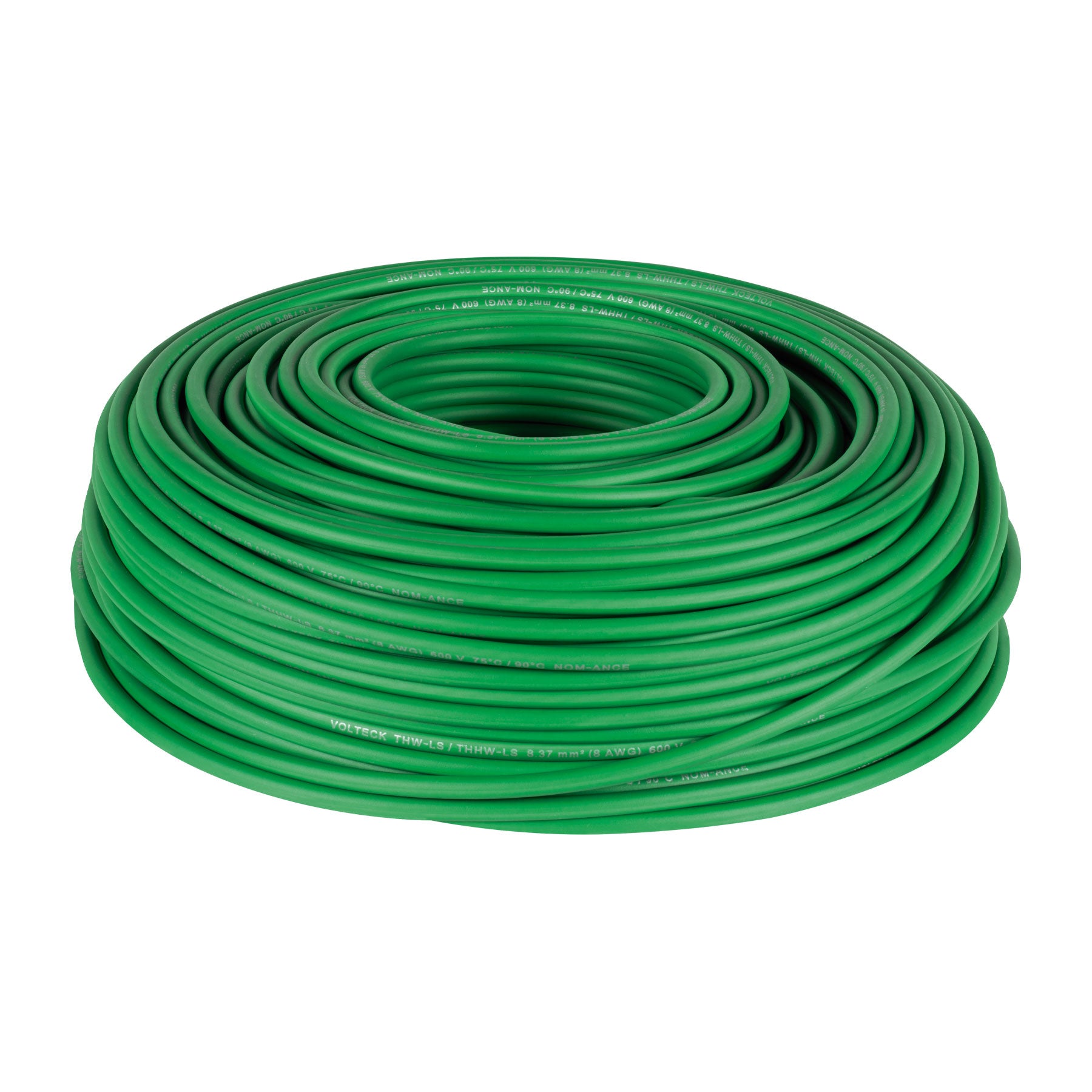 Rollo de 100 m de cable THHW-LS 8 AWG verde, VOLTECK