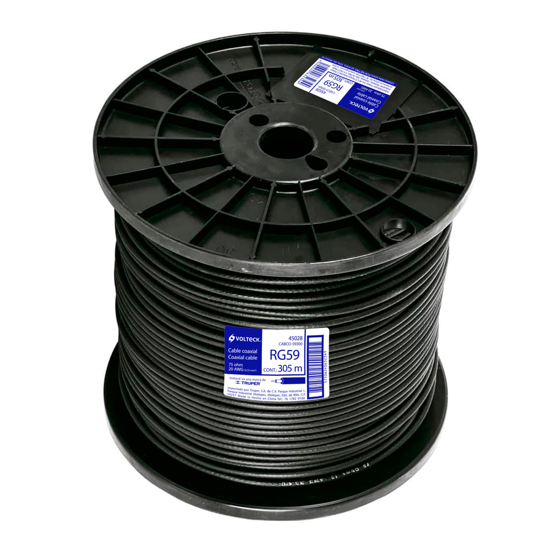 Metro de cable coaxial RG59 en carrete de 305 m, VOLTECK