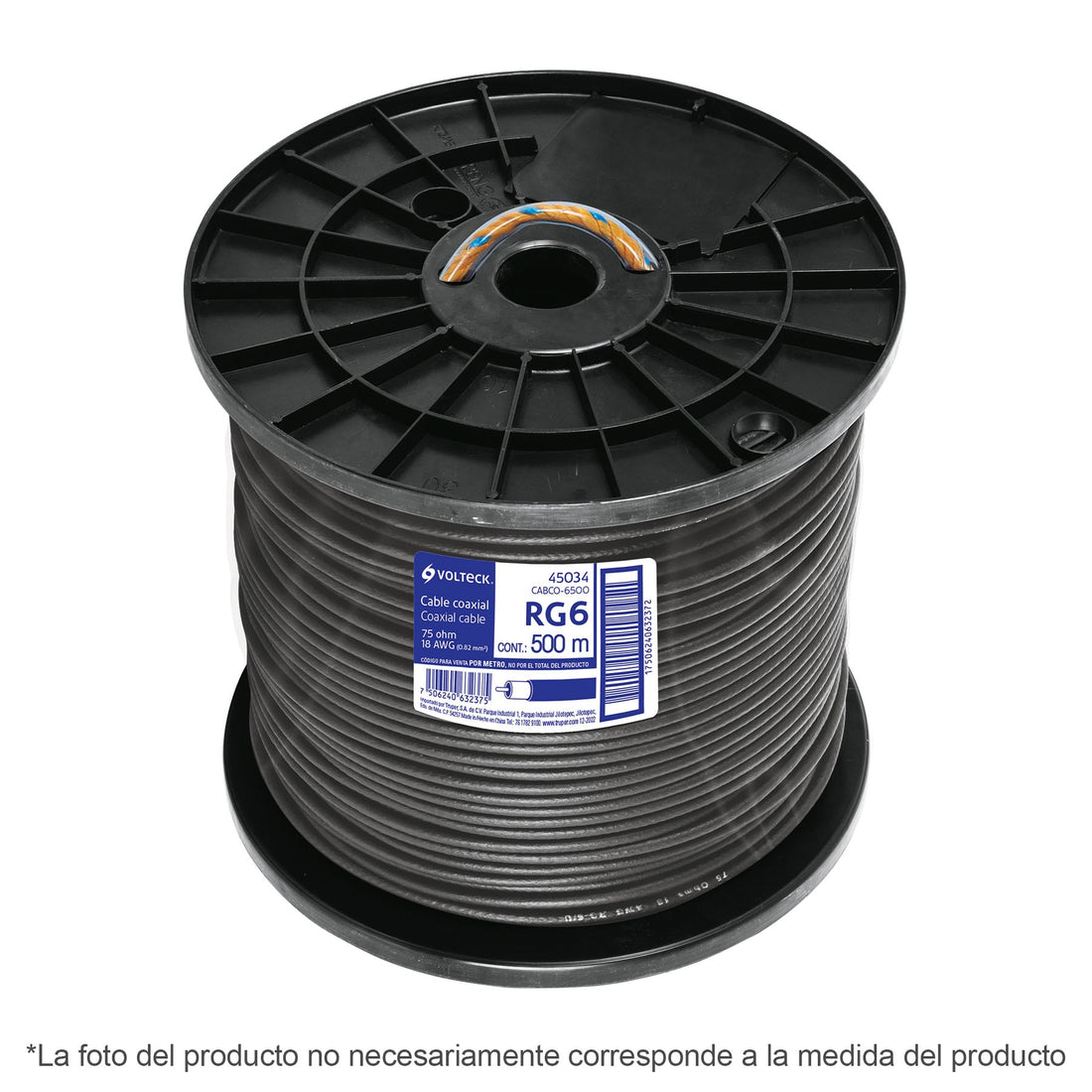 Metro de cable coaxial RG6 en carrete de 305 m, VOLTECK