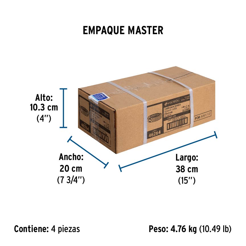 Rollo de 100 m de cable polarizado bicolor p/bocina 22 AWG - Empaque