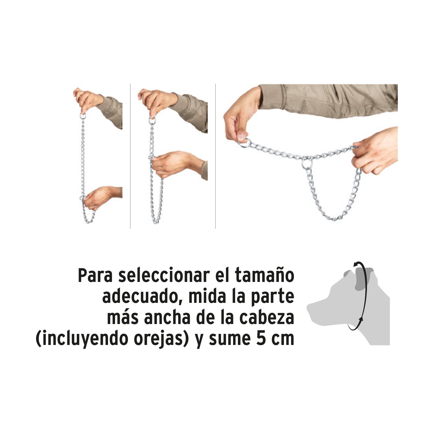 Collar de entrenamiento para perro, 45 cm, eslabón 2.5 mm