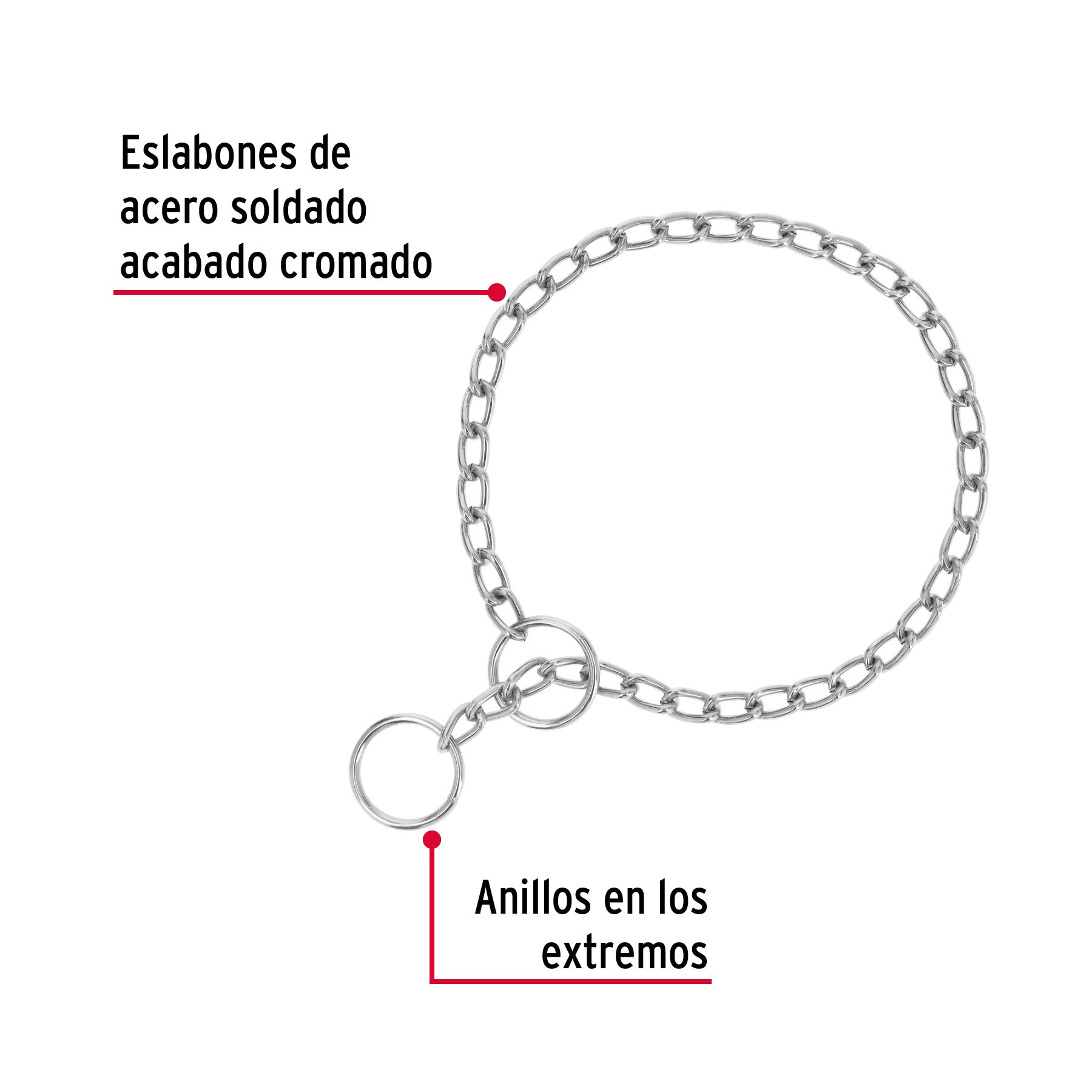 Collar de entrenamiento para perro, 45 cm, eslabón 2.5 mm